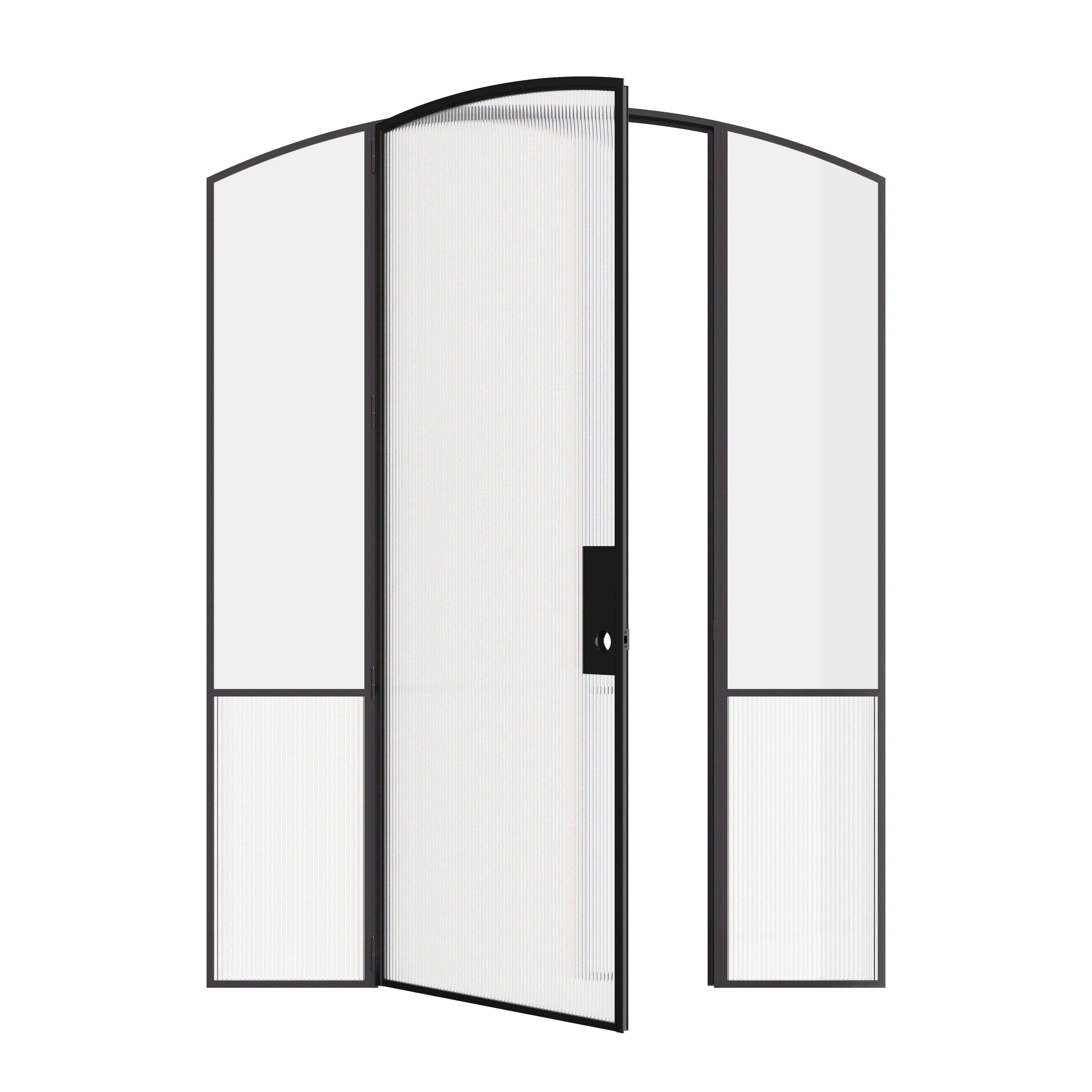 Luxury interior steel single arch door with sidelights, Air Grand slim profile hot-rolled steel construction
