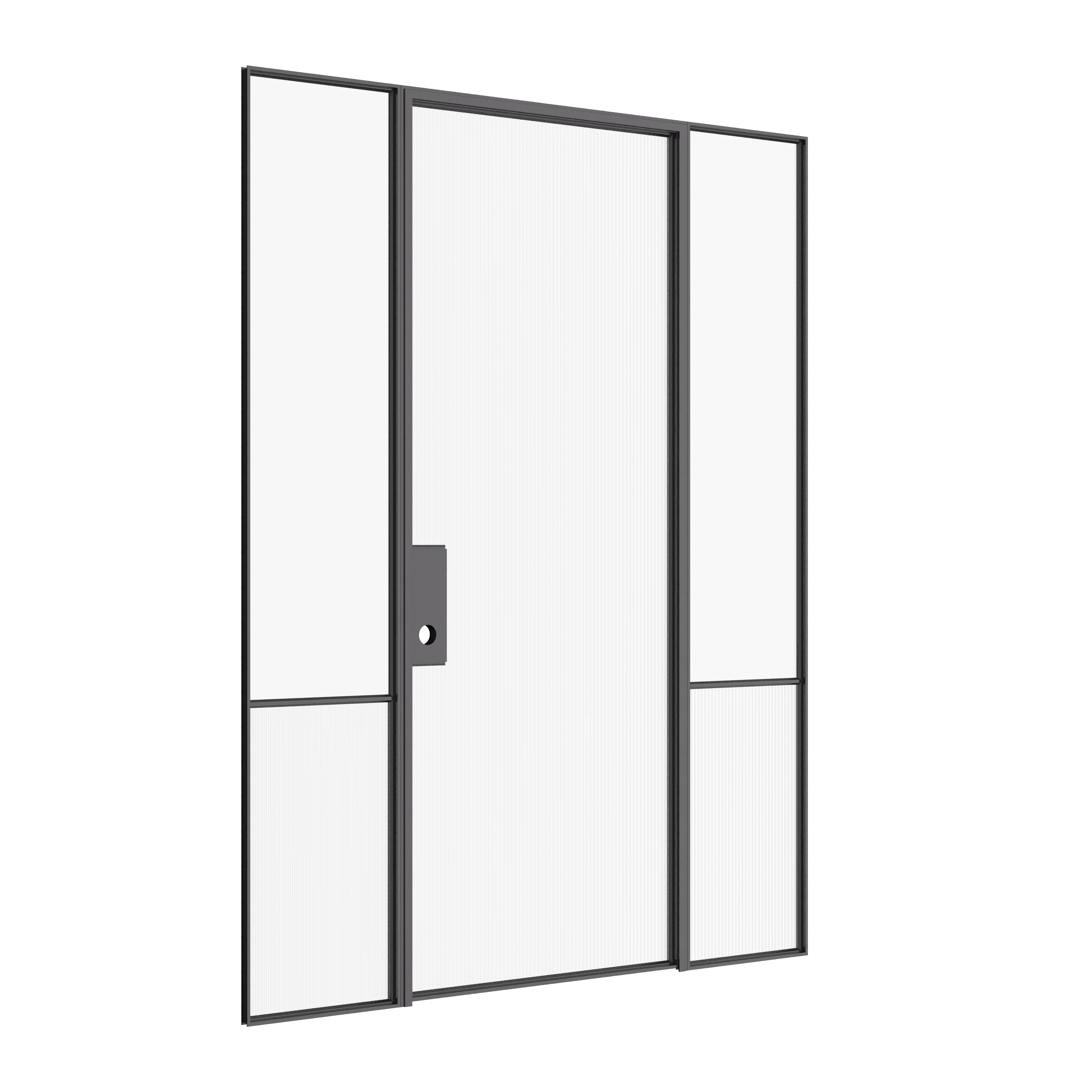 Modern Air Grand interior glass door with sidelights crafted from OTTOSTUMM hot-rolled steel with slim profile framing