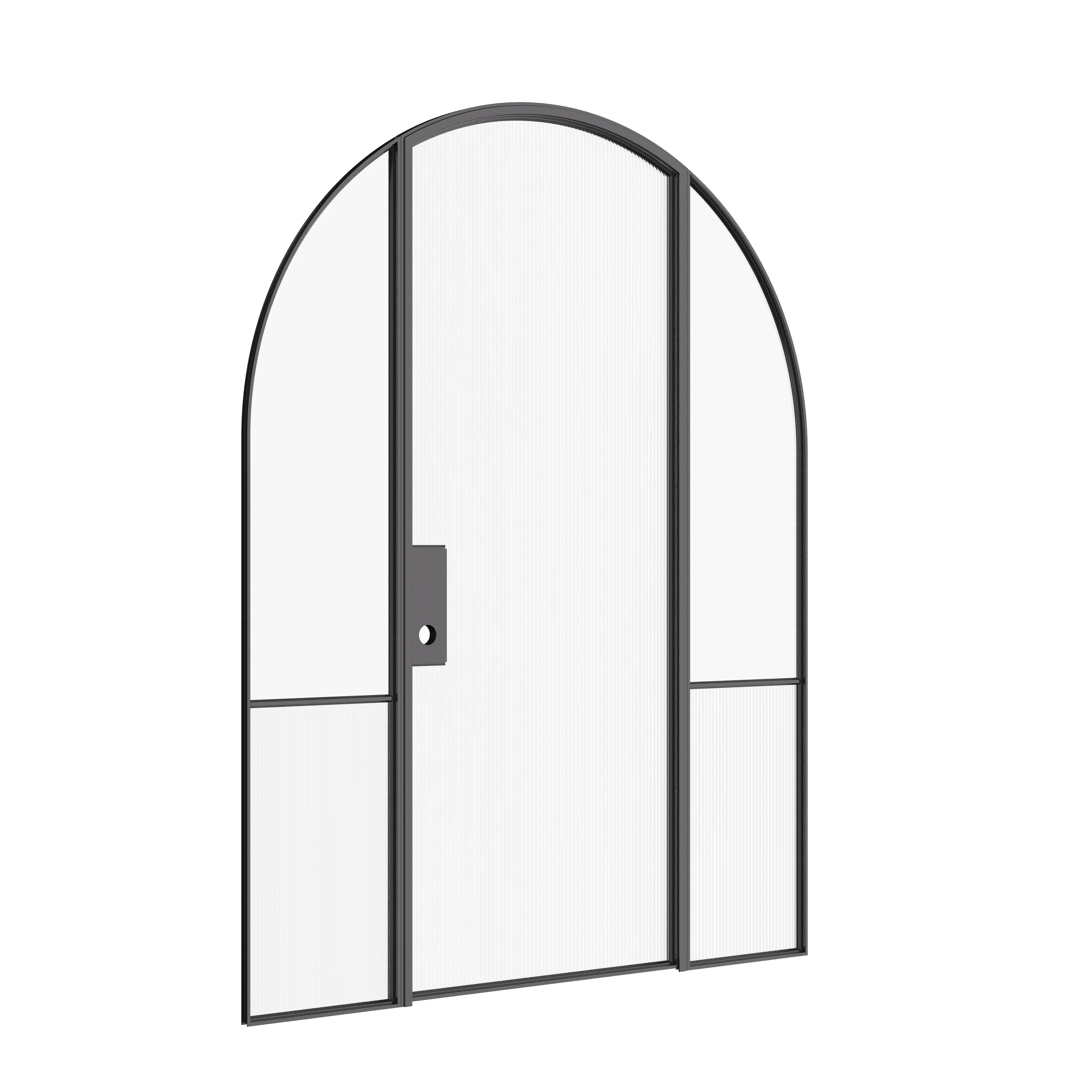 Modern interior architectural steel door with sidelights and full arch design, slim hot-rolled OTTOSTUMM steel frame