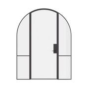 Air Grand interior steel door with sidelights and full arch top, slim OTTOSTUMM hot-rolled steel frame with removable threshold