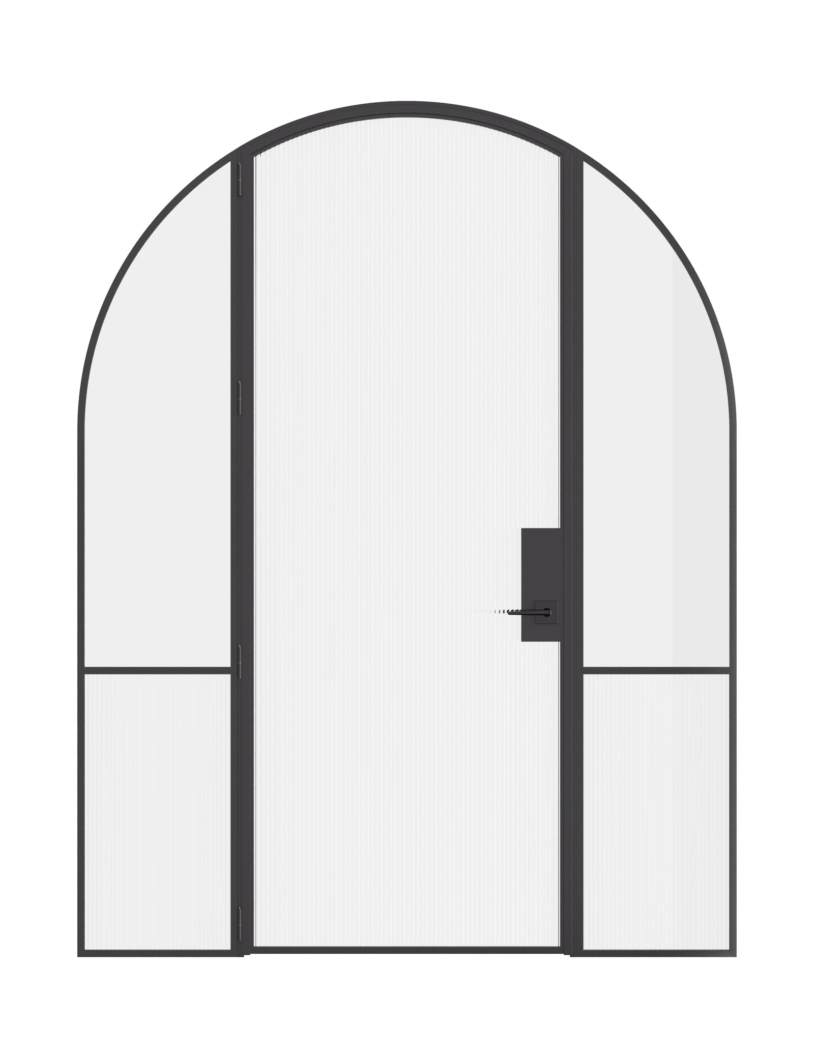 Air Grand interior steel door with sidelights and full arch top, slim OTTOSTUMM hot-rolled steel frame with removable threshold
