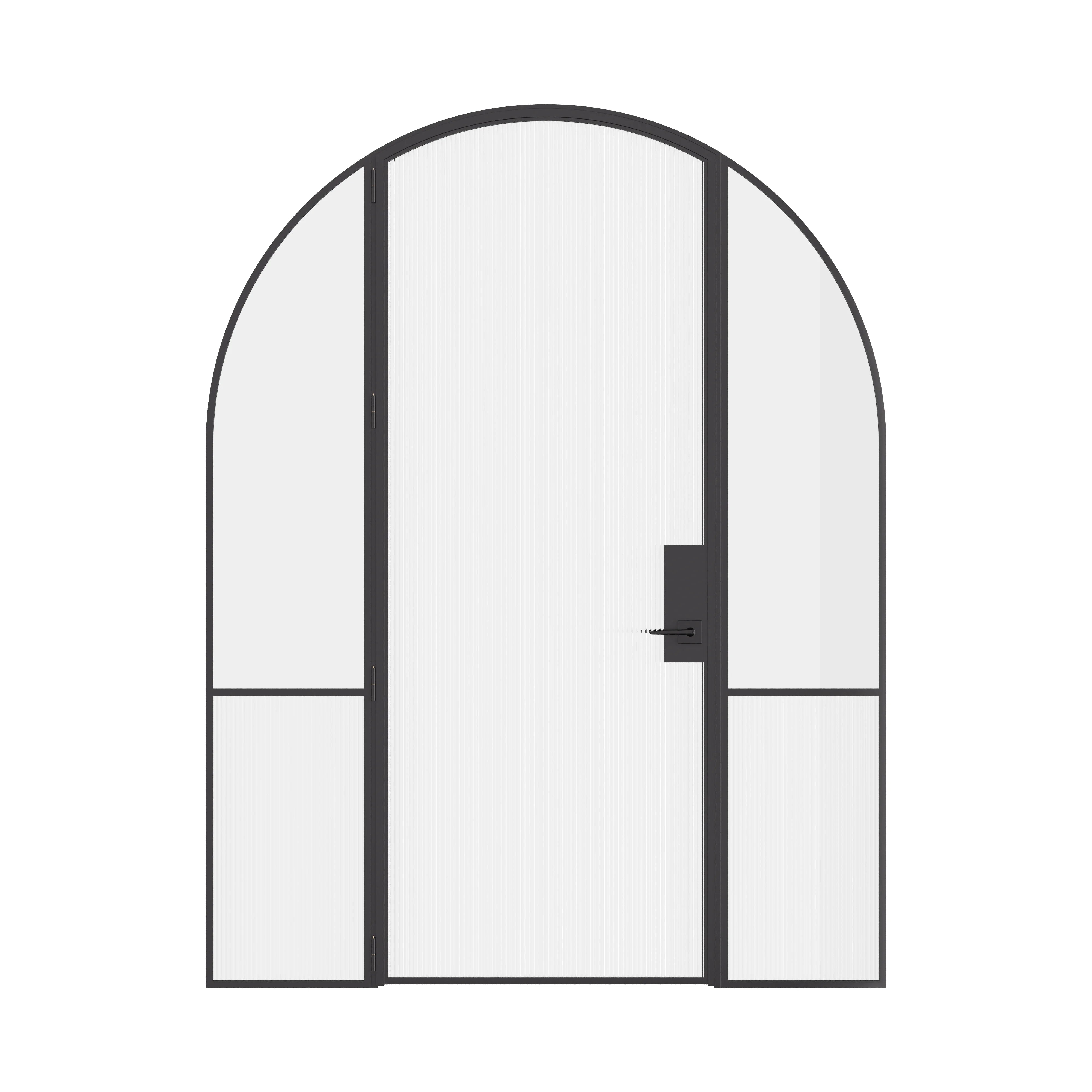 Air Grand interior steel door with sidelights and full arch top, slim OTTOSTUMM hot-rolled steel frame with removable threshold
