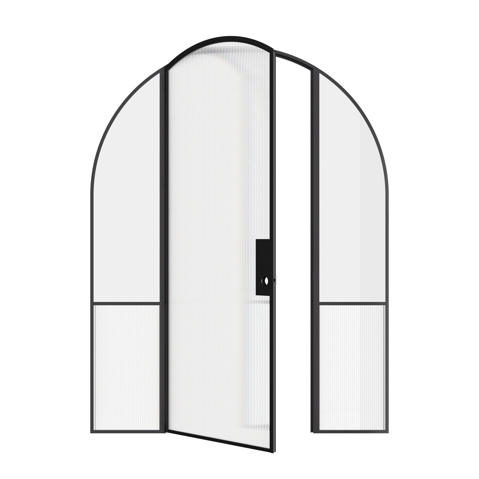 Luxury interior steel door with full arch and side windows, Air Grand slim OTTOSTUMM hot-rolled steel profiles