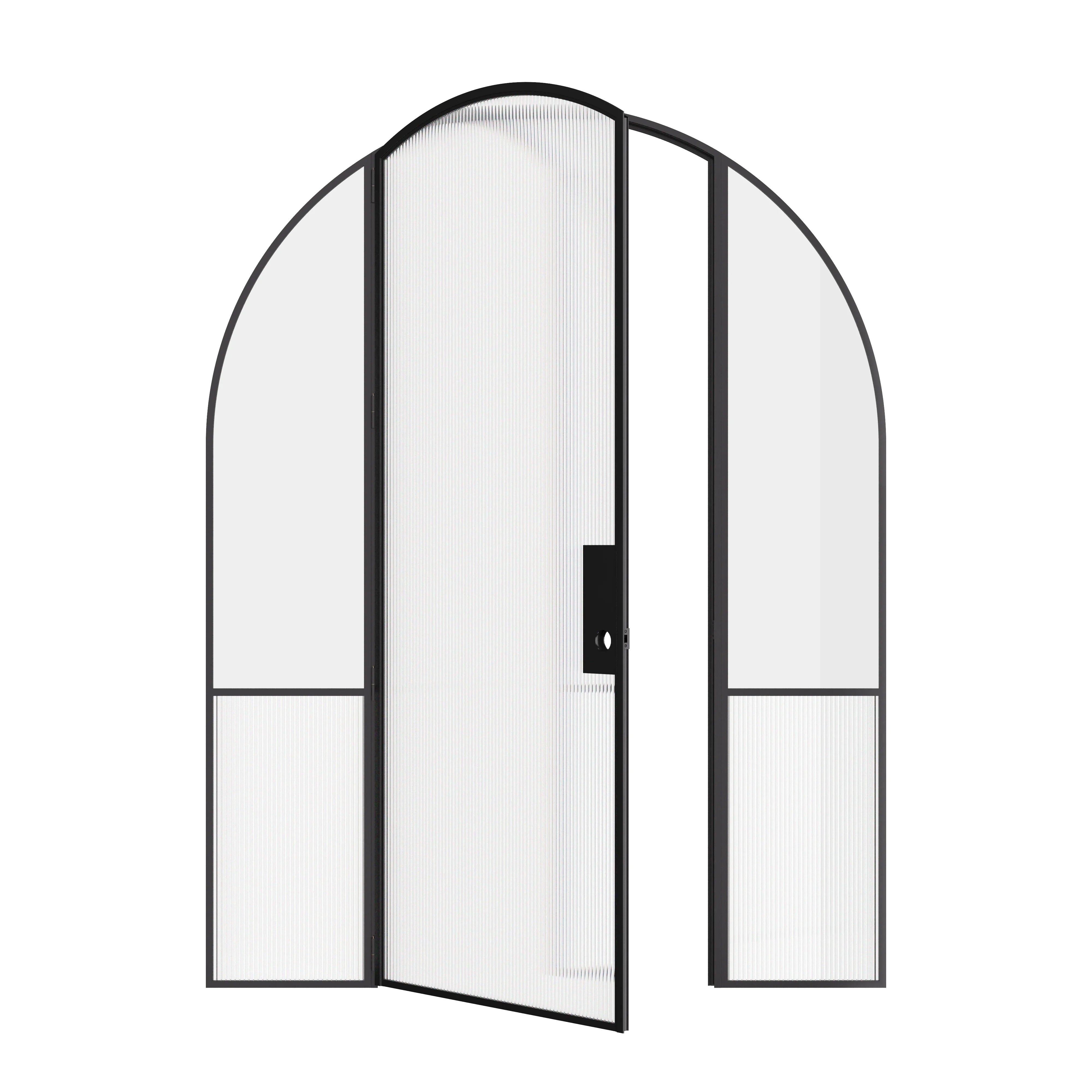 Luxury interior steel door with full arch and side windows, Air Grand slim OTTOSTUMM hot-rolled steel profiles