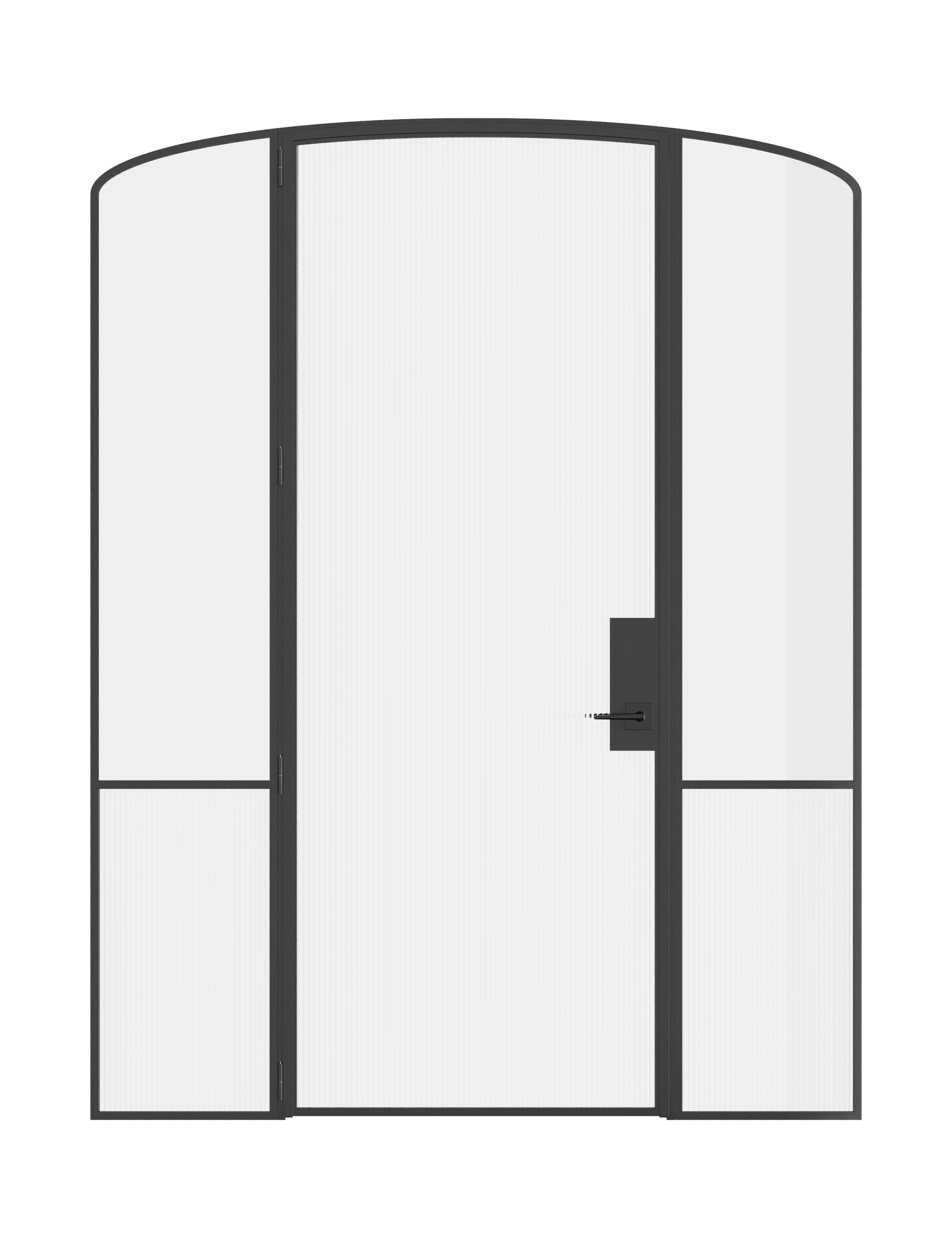 Air Grand interior steel door with sidelights and mini arch top, slim OTTOSTUMM hot-rolled steel frame with removable threshold