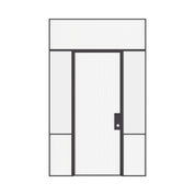 Minimalist Air Grand interior glass door with sidelights and flat transom window in OTTOSTUMM hot-rolled steel frame