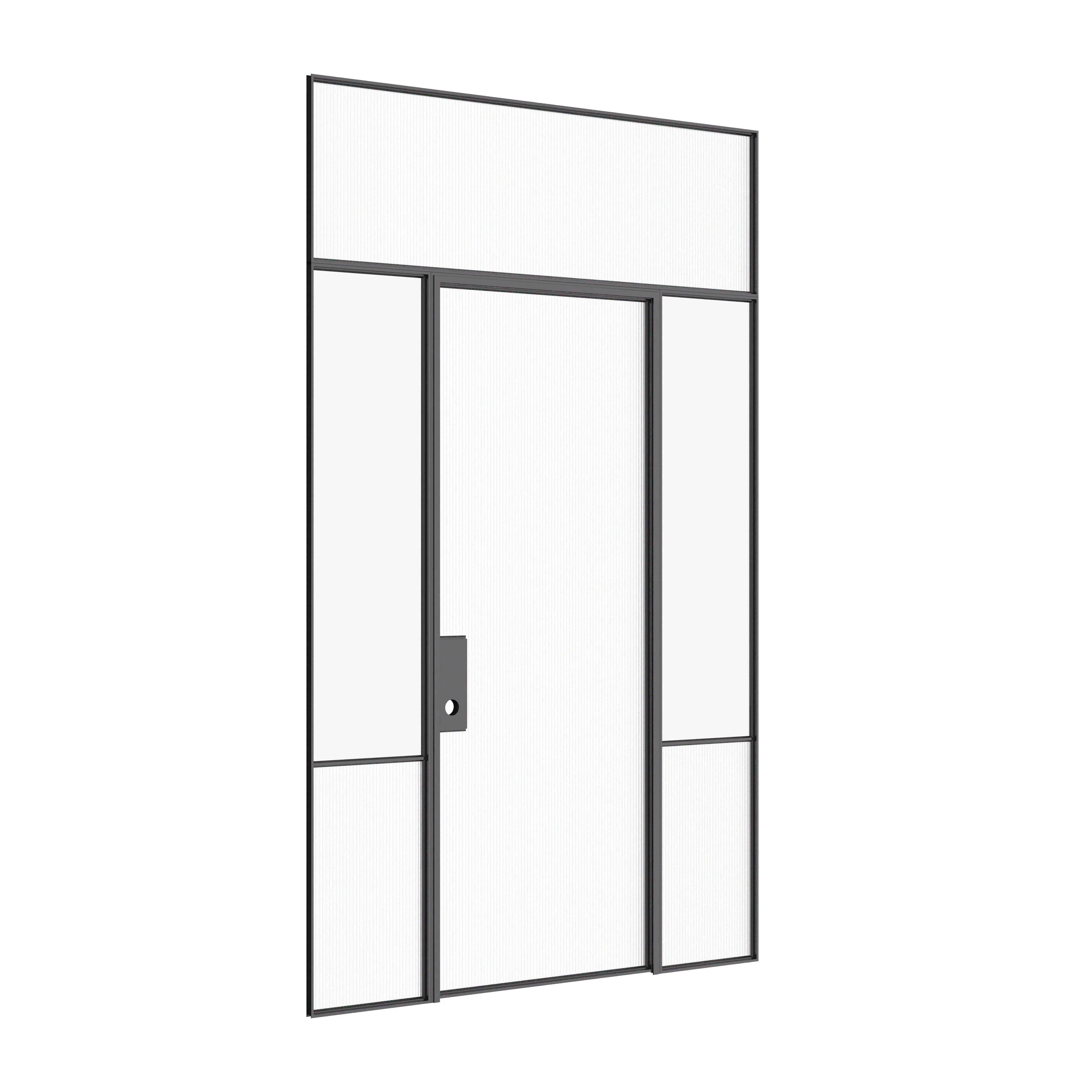 Air Grand modern interior door with side windows and flat transom glass in OTTOSTUMM hot-rolled steel slim frame