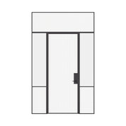 Air Grand interior glass door with sidelights and flat transom window using OTTOSTUMM hot-rolled steel slim framing system