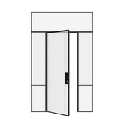 Air Grand interior steel door with sidelights and flat top window featuring OTTOSTUMM hot-rolled steel and removable threshold system