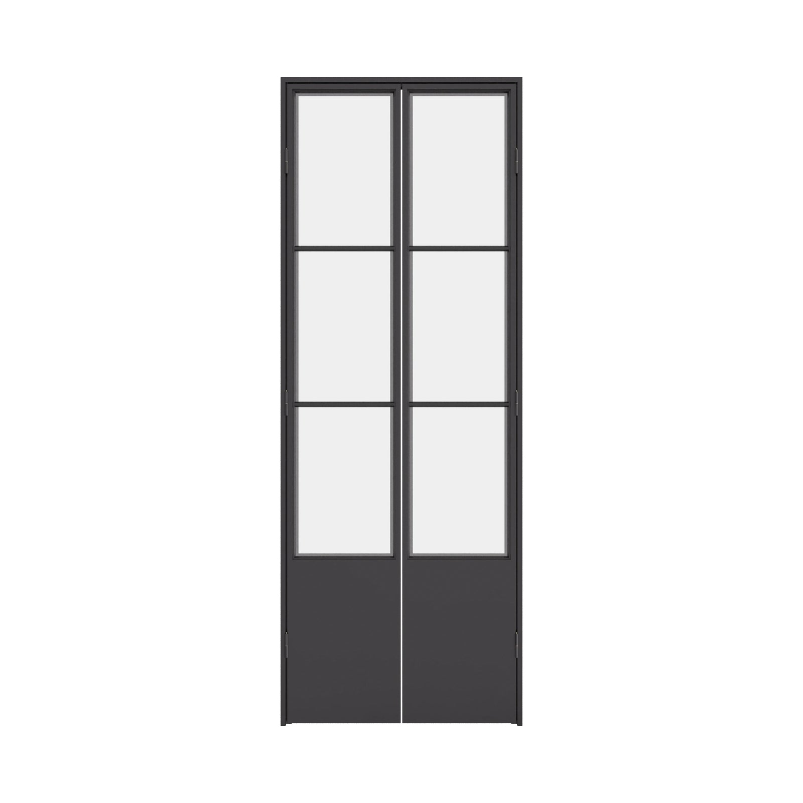 Air Pantry double flat steel pantry doors with kickplate and glass panels