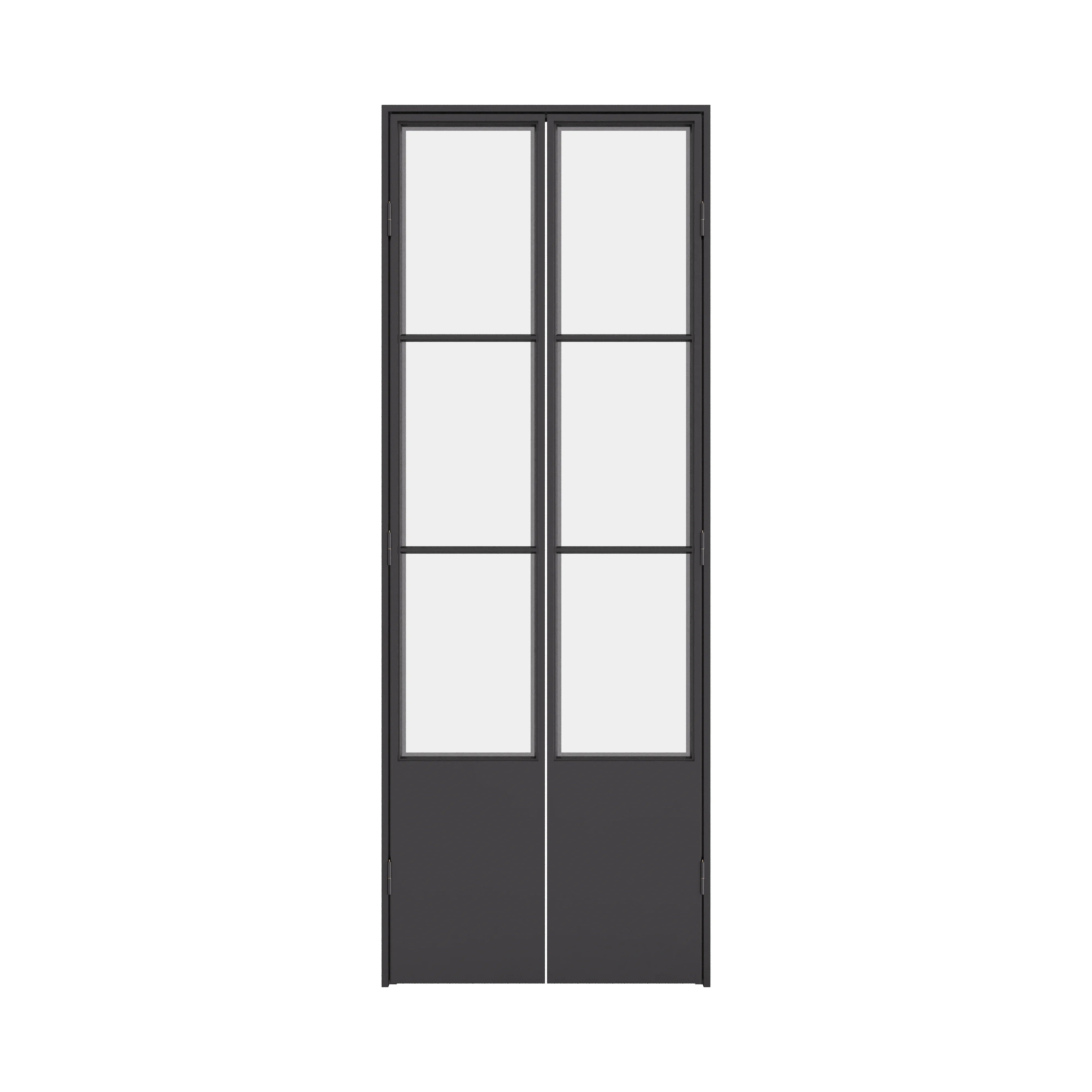 Air Pantry double flat steel pantry doors with kickplate and glass panels