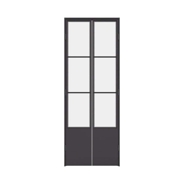 Air Pantry double flat steel pantry doors with kickplate and glass panels