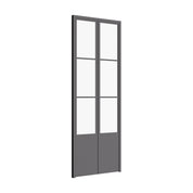 Air Pantry double flat steel and glass pantry doors with protective kickplate