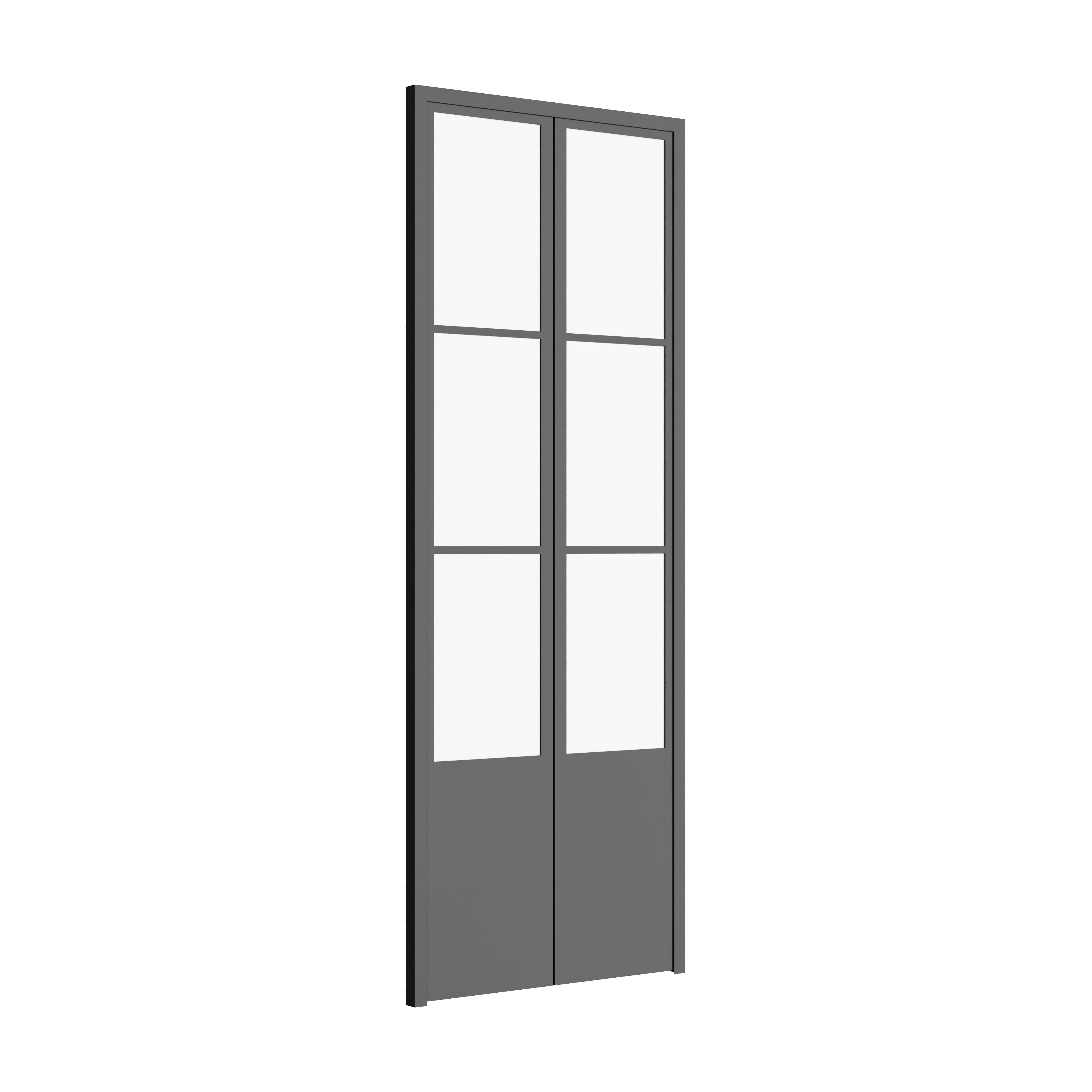 Air Pantry double flat steel and glass pantry doors with protective kickplate