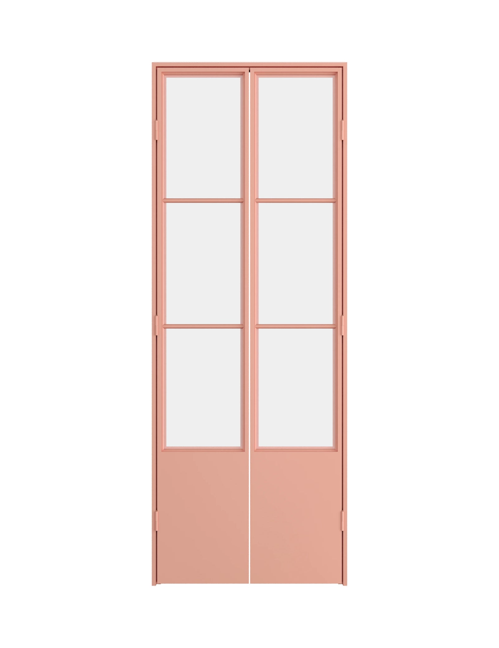 Air Pantry double flat steel pantry doors with kickplate in Sunset Pink for modern kitchens