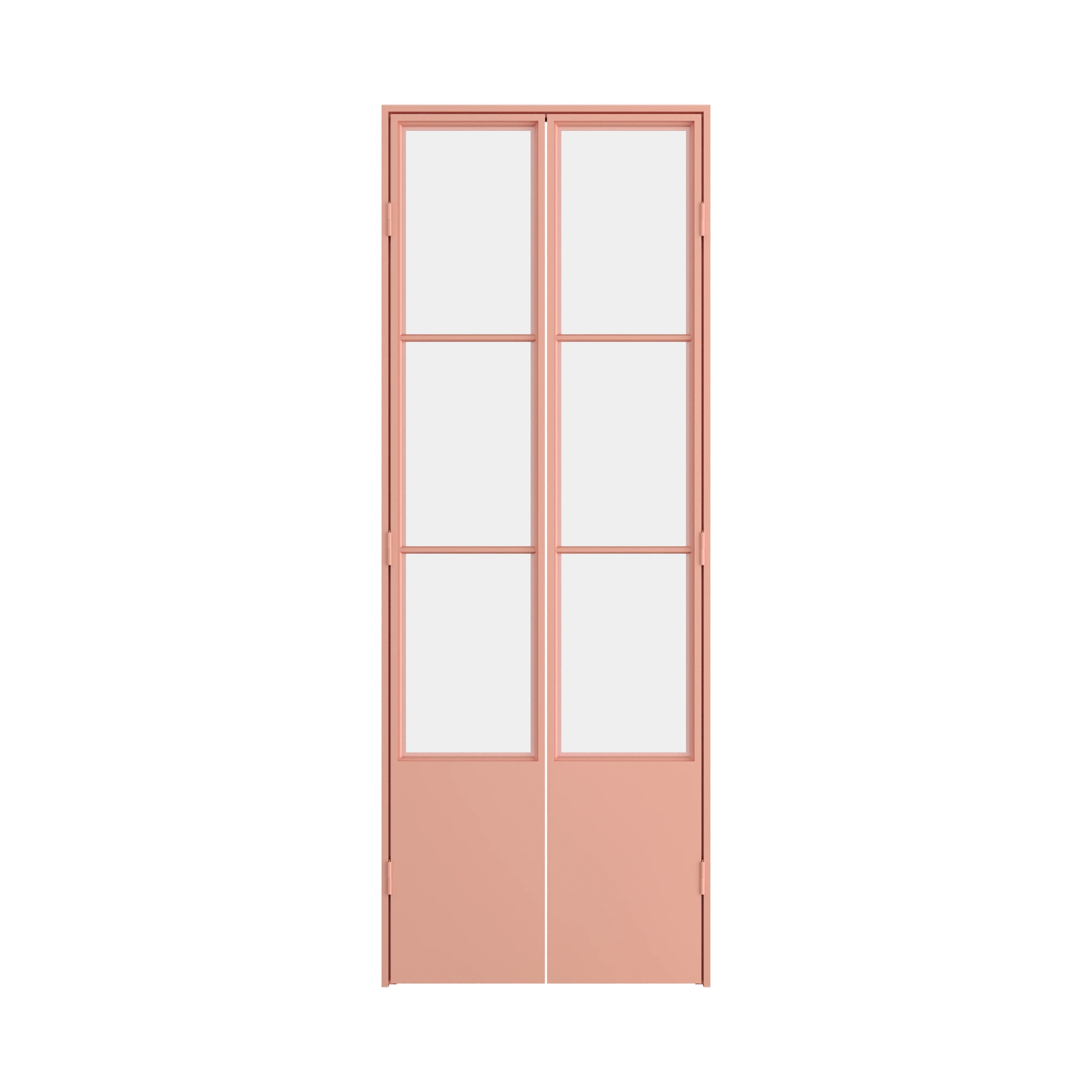 Air Pantry double flat steel pantry doors with kickplate in Sunset Pink for modern kitchens