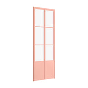 Air Pantry double flat glass pantry doors with kickplate in Sunset Pink finish