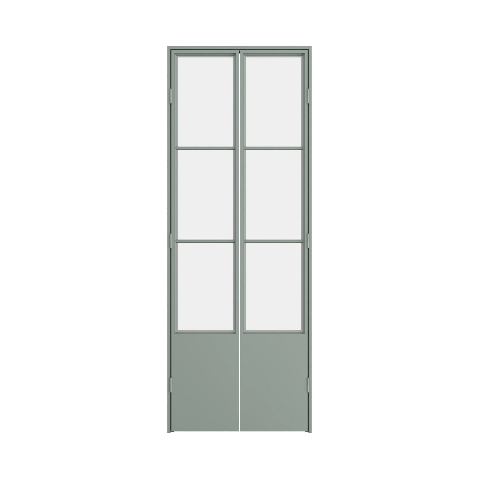 Air Pantry double flat steel pantry doors with kickplate in Montecito Mint finish