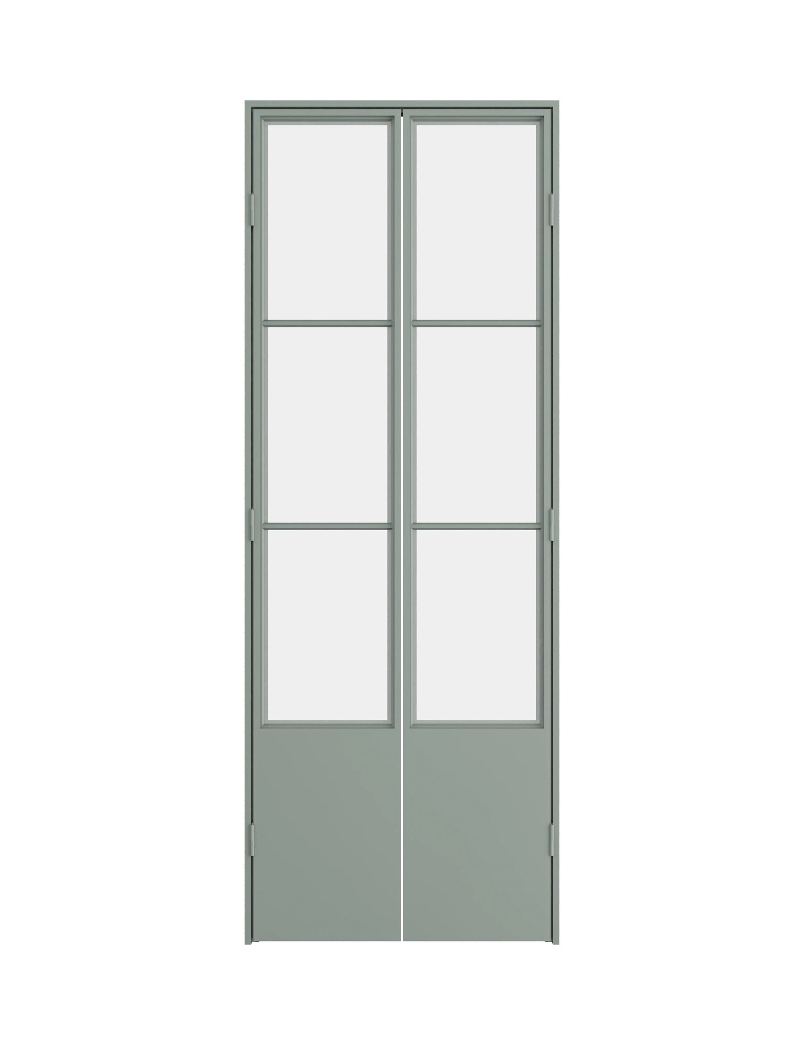 Air Pantry double flat steel pantry doors with kickplate in Montecito Mint finish