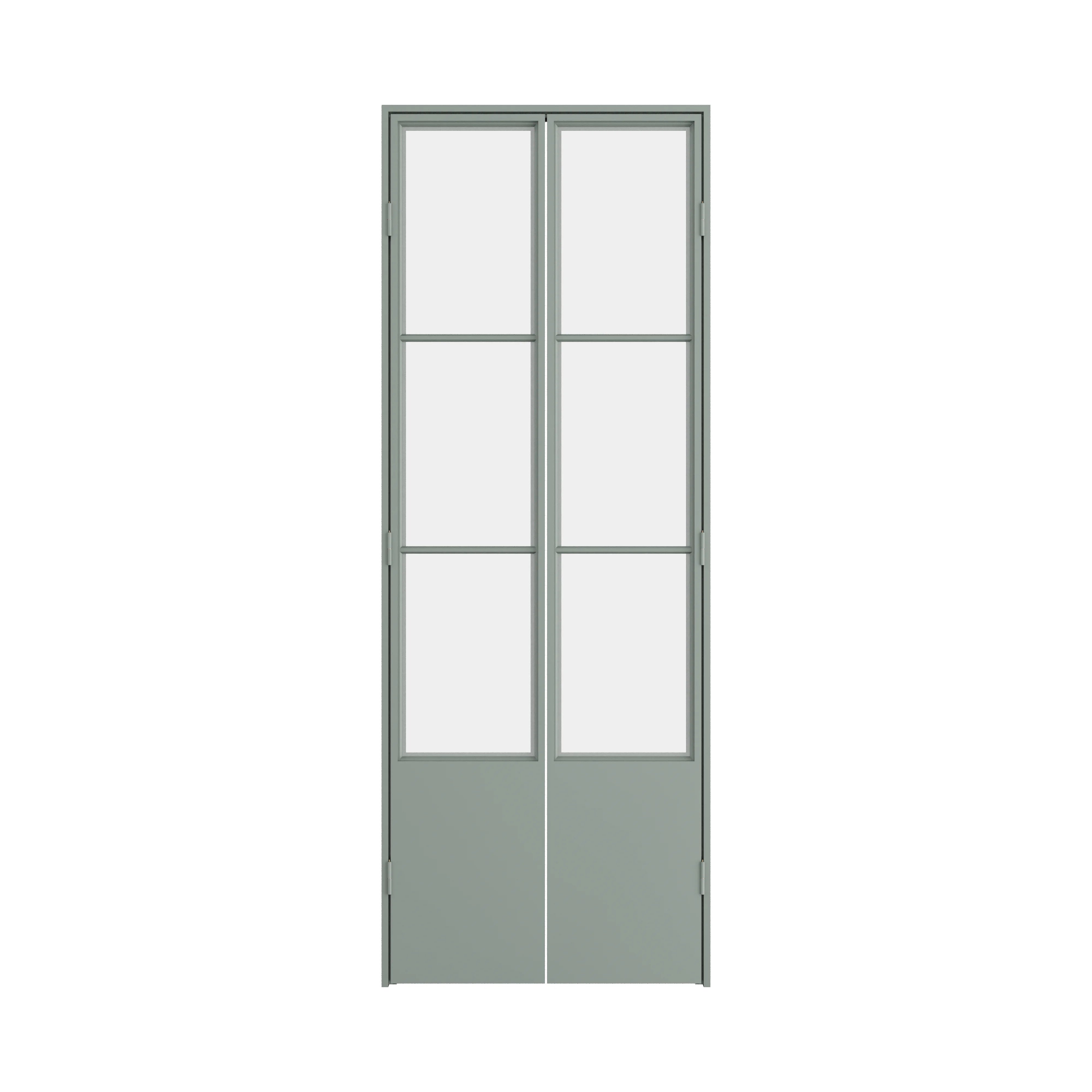 Air Pantry double flat steel pantry doors with kickplate in Montecito Mint finish