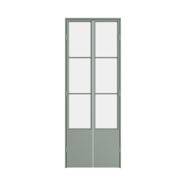 Air Pantry double flat steel pantry doors with kickplate in Montecito Mint finish