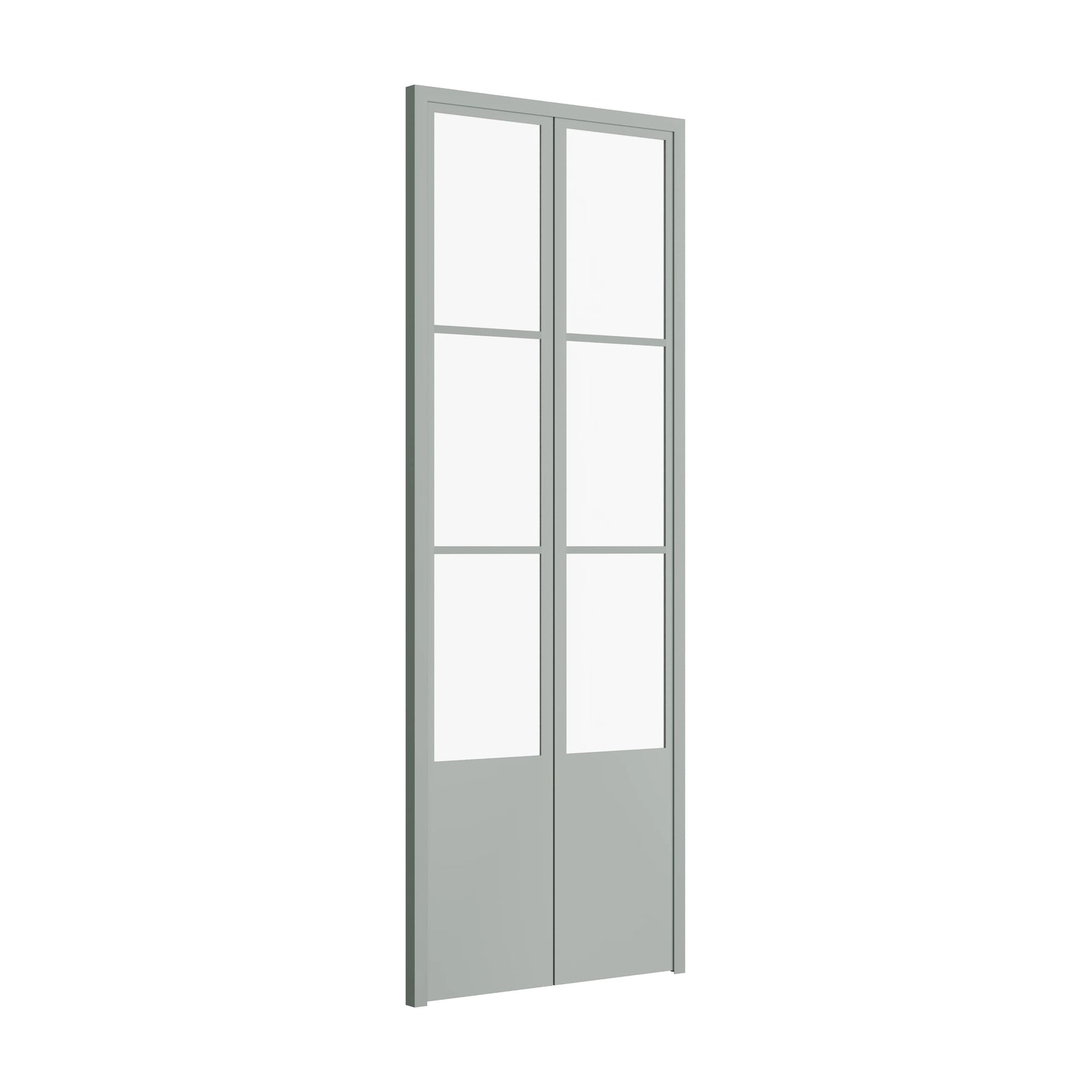 Air Pantry double flat glass pantry doors with kickplate in Montecito Mint color