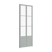 Air Pantry double flat glass pantry doors with kickplate in Montecito Mint color