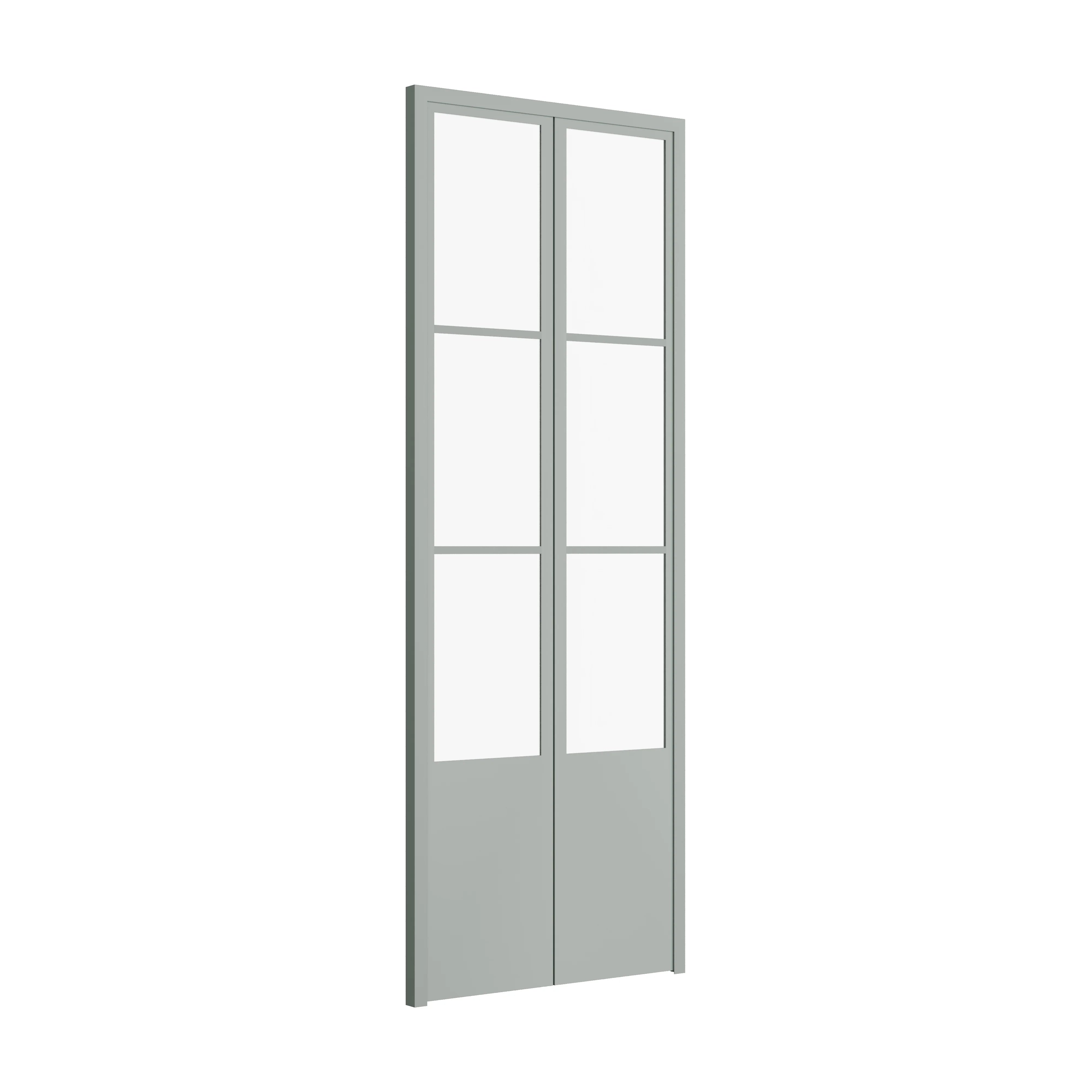 Air Pantry double flat glass pantry doors with kickplate in Montecito Mint color