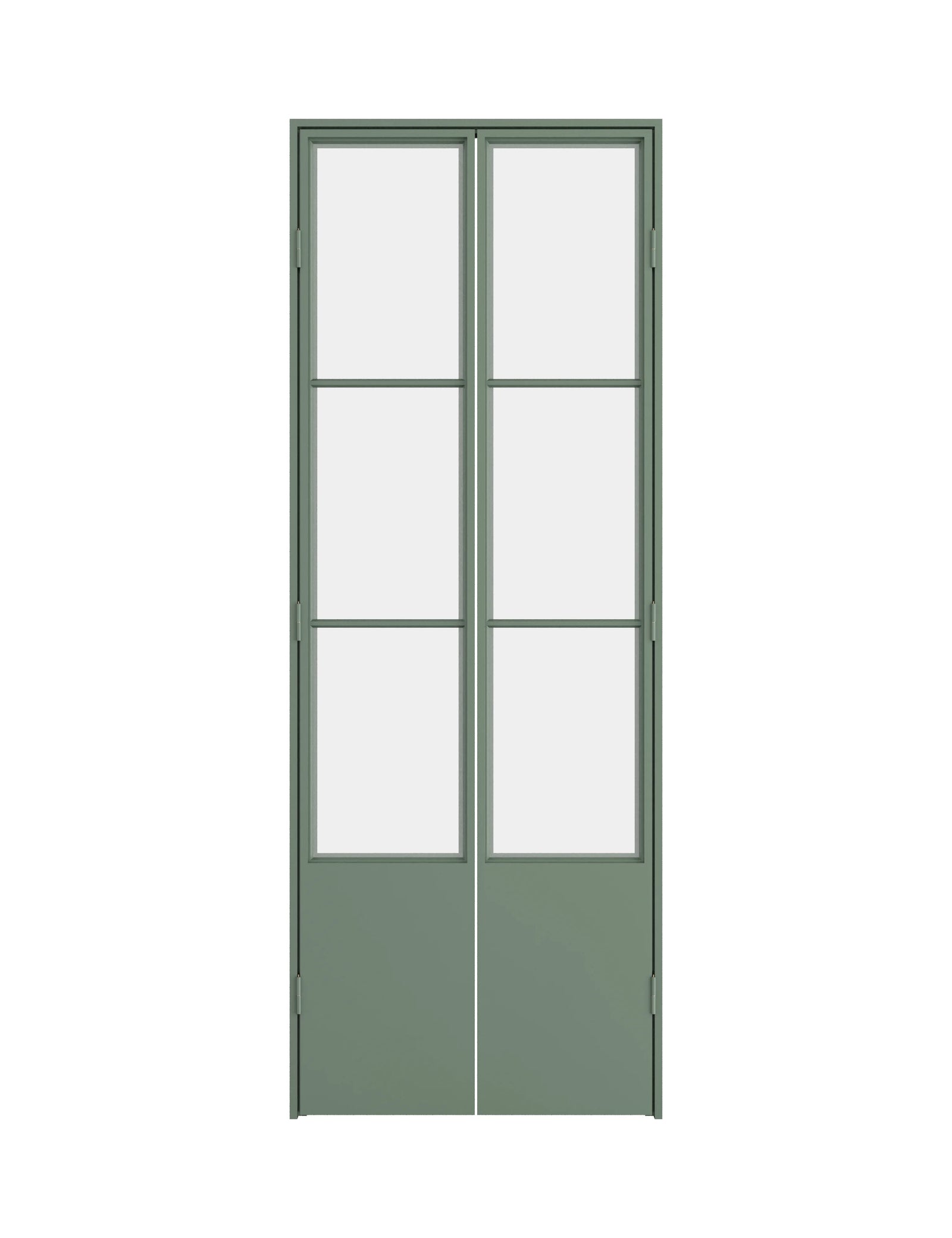 Air Pantry double flat steel pantry doors with kickplate in Angeles Green finish