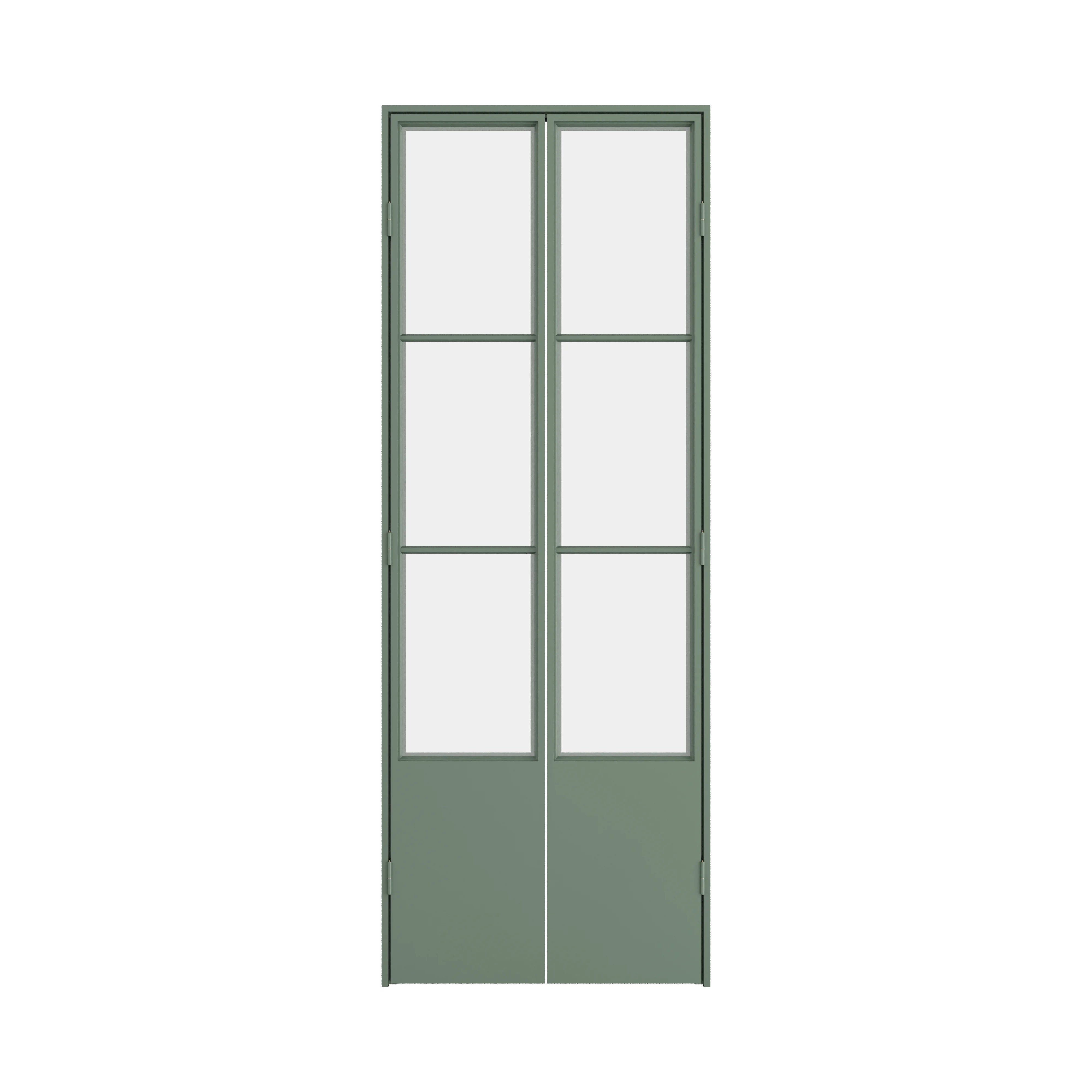 Air Pantry double flat steel pantry doors with kickplate in Angeles Green finish