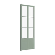 Air Pantry double flat steel pantry doors with kickplate in Angeles Green for modern kitchens