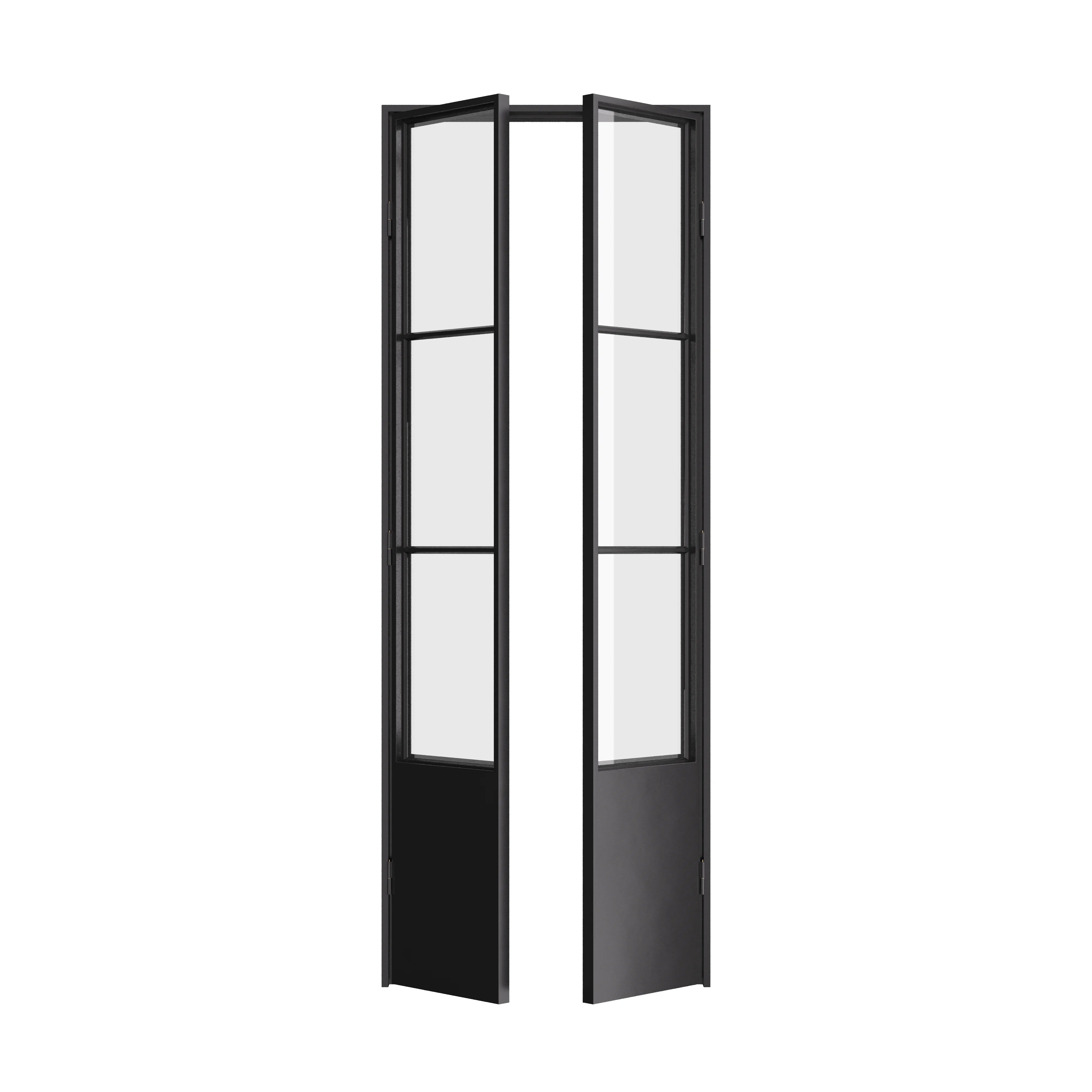 Air Pantry double flat interior steel pantry doors with kickplate and glass