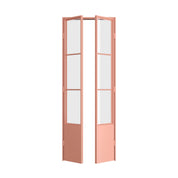 Air Pantry double flat steel and glass pantry doors with kickplate in Sunset Pink color