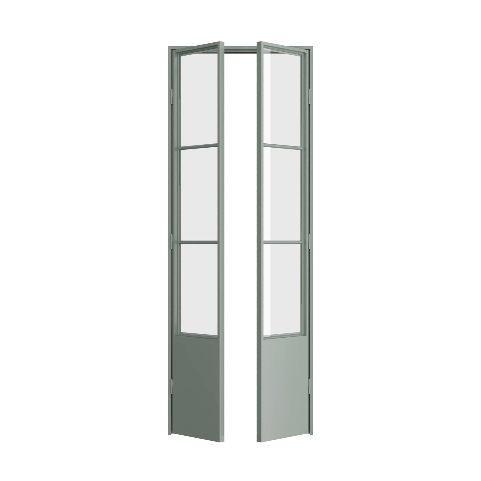 Air Pantry double flat steel pantry doors with kickplate in Montecito Mint for kitchens