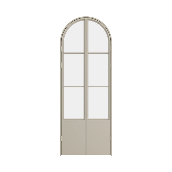 Air Pantry double full arch steel pantry doors with kickplate in Palm Desert Sand finish