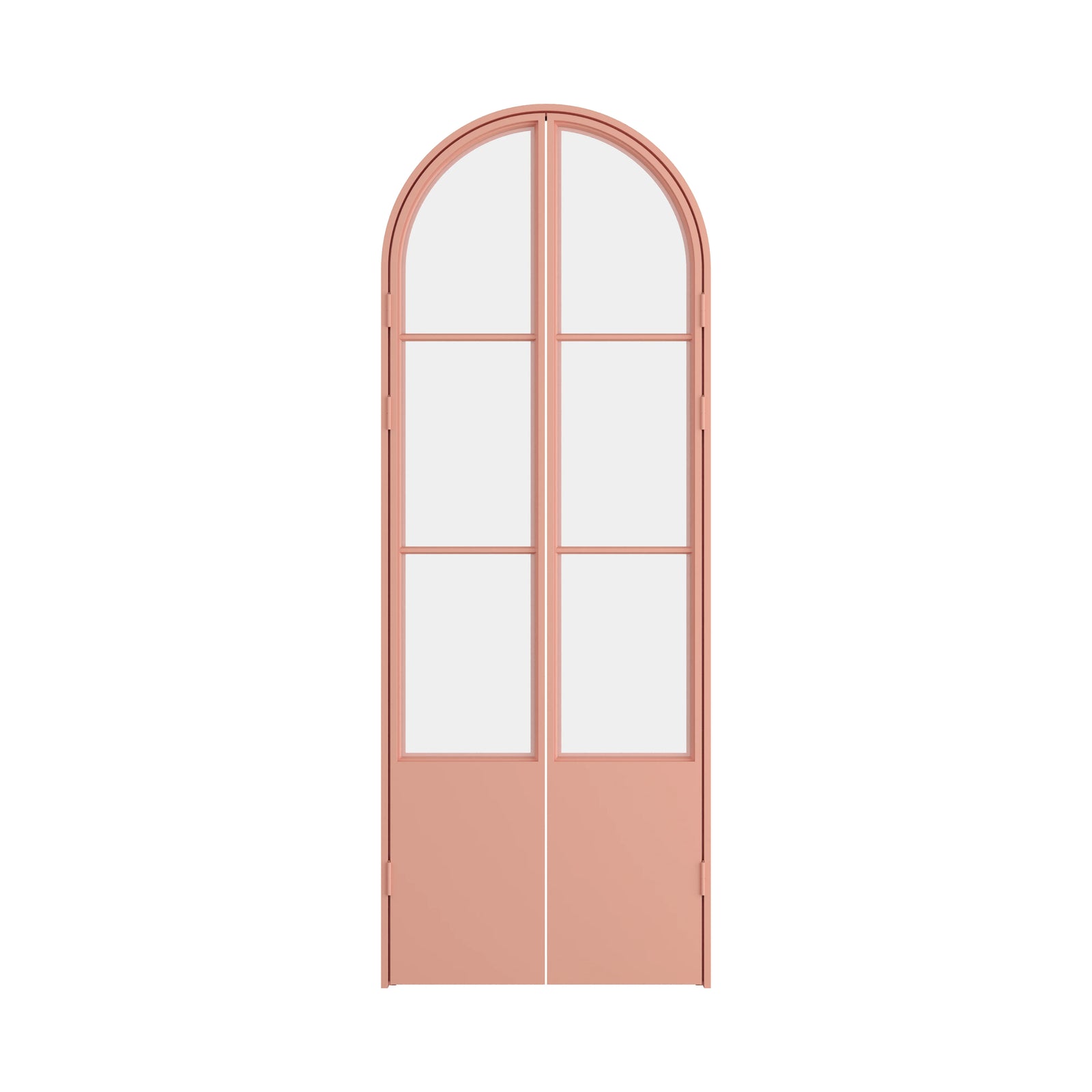 Air Pantry double full arch steel pantry doors with kickplate in Sunset Pink finish
