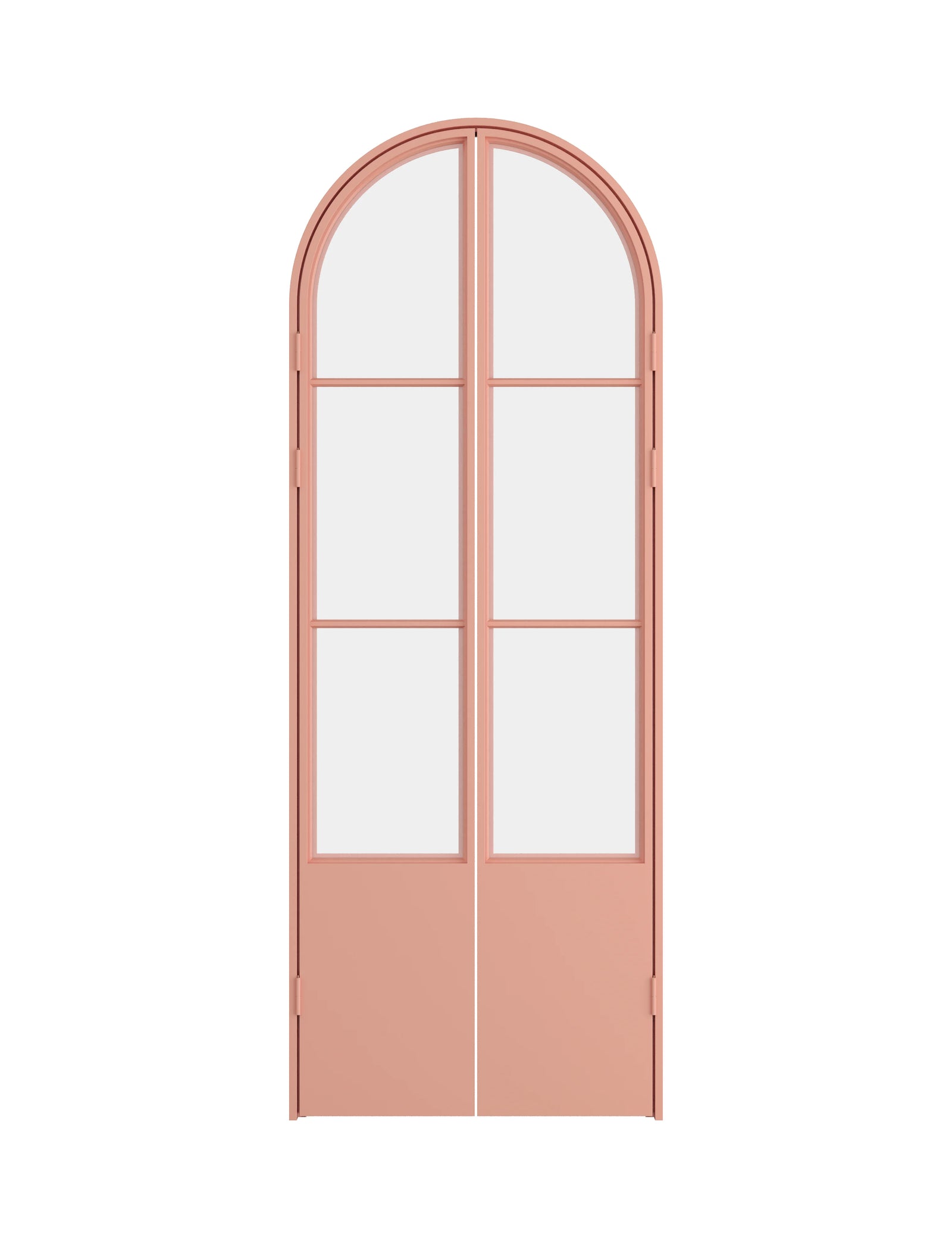Air Pantry double full arch steel pantry doors with kickplate in Sunset Pink finish