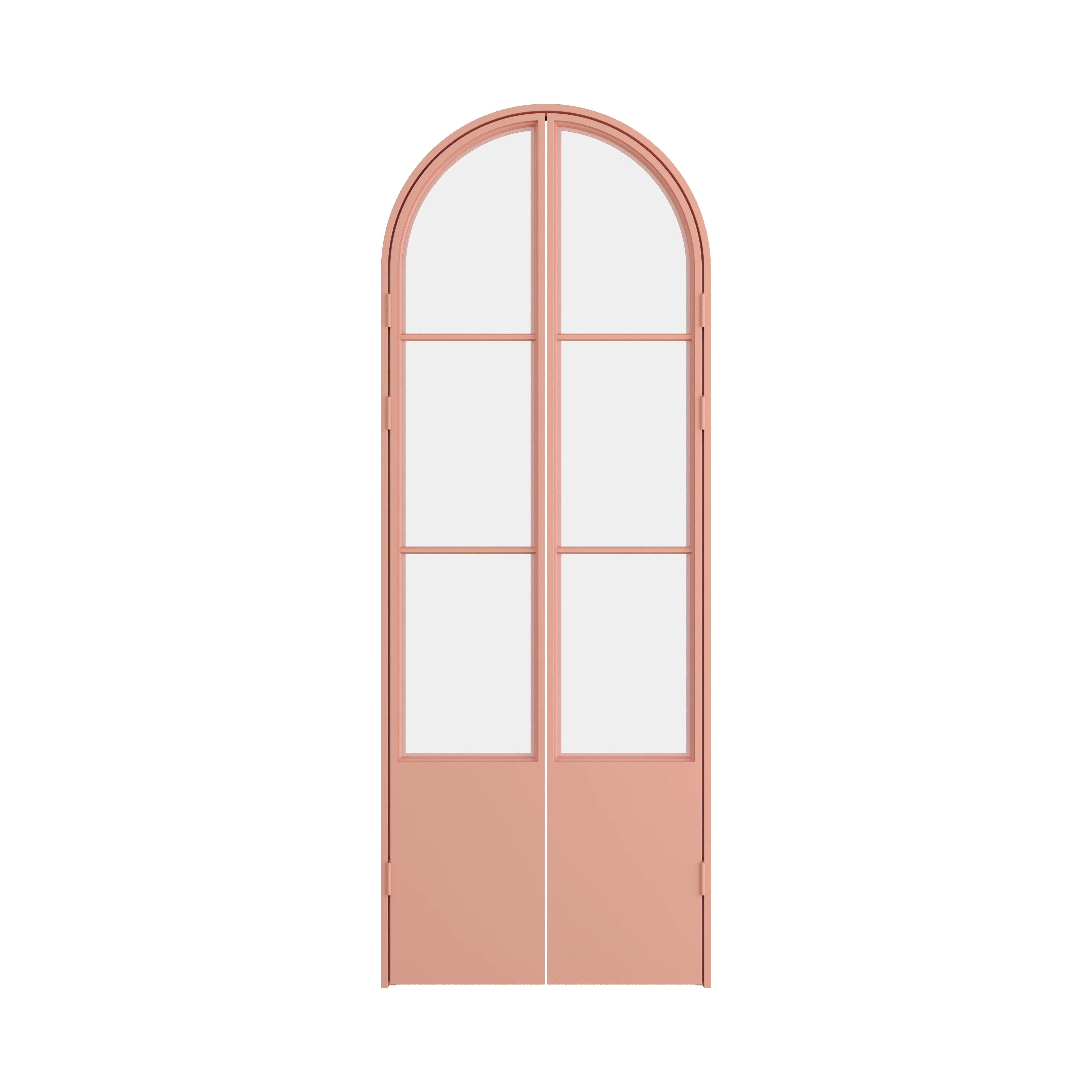 Air Pantry double full arch steel pantry doors with kickplate in Sunset Pink finish