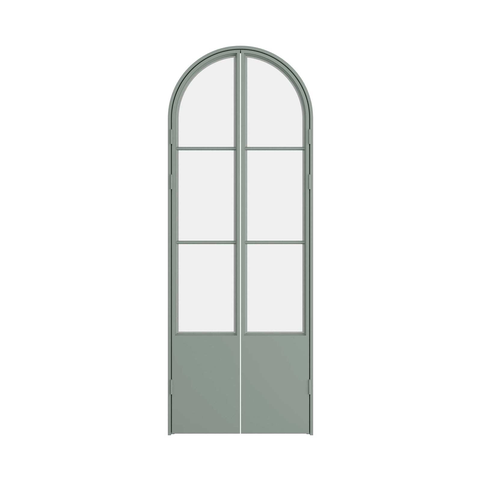 Air Pantry double full arch steel pantry doors with kickplate in Montecito Mint finish