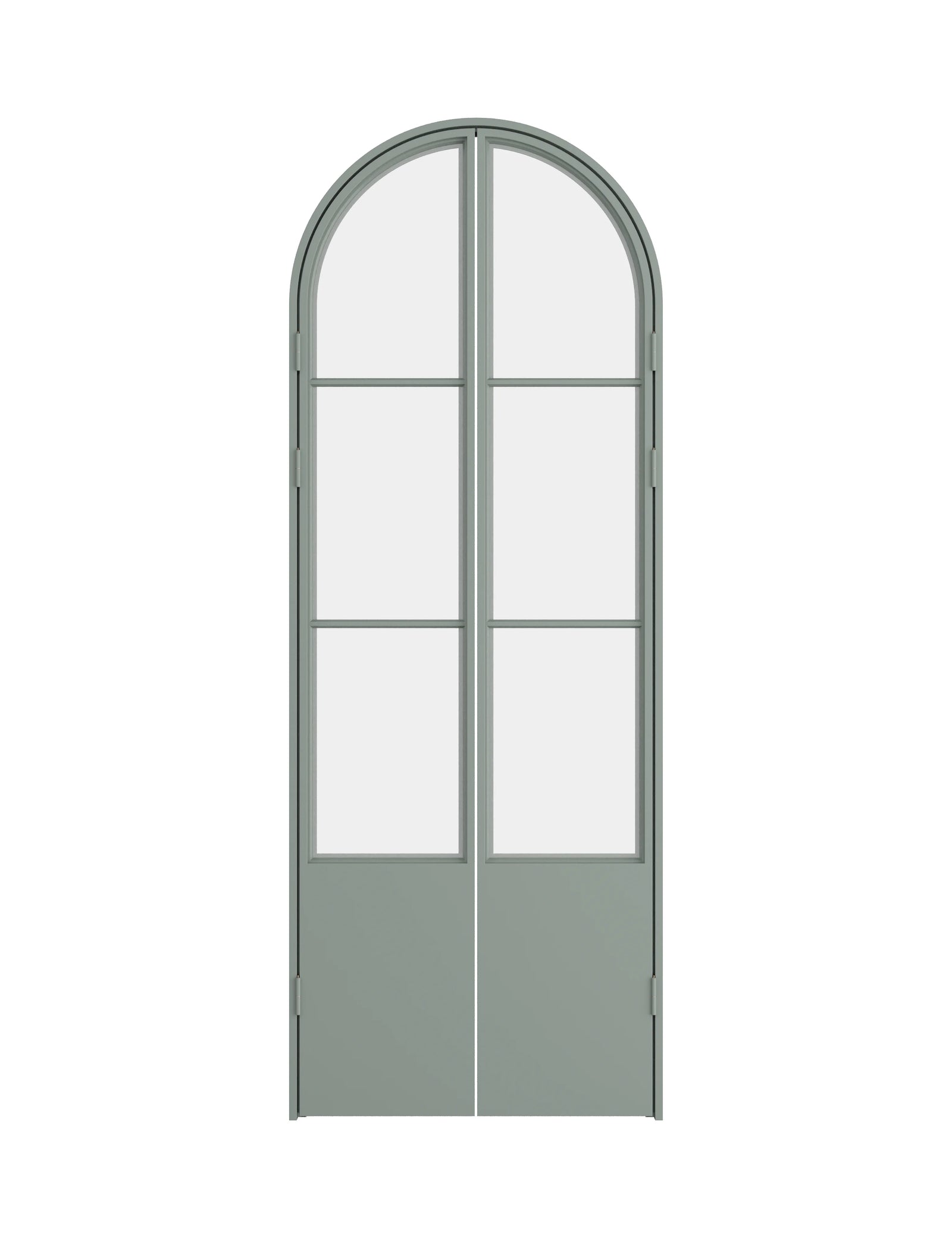 Air Pantry double full arch steel pantry doors with kickplate in Montecito Mint finish