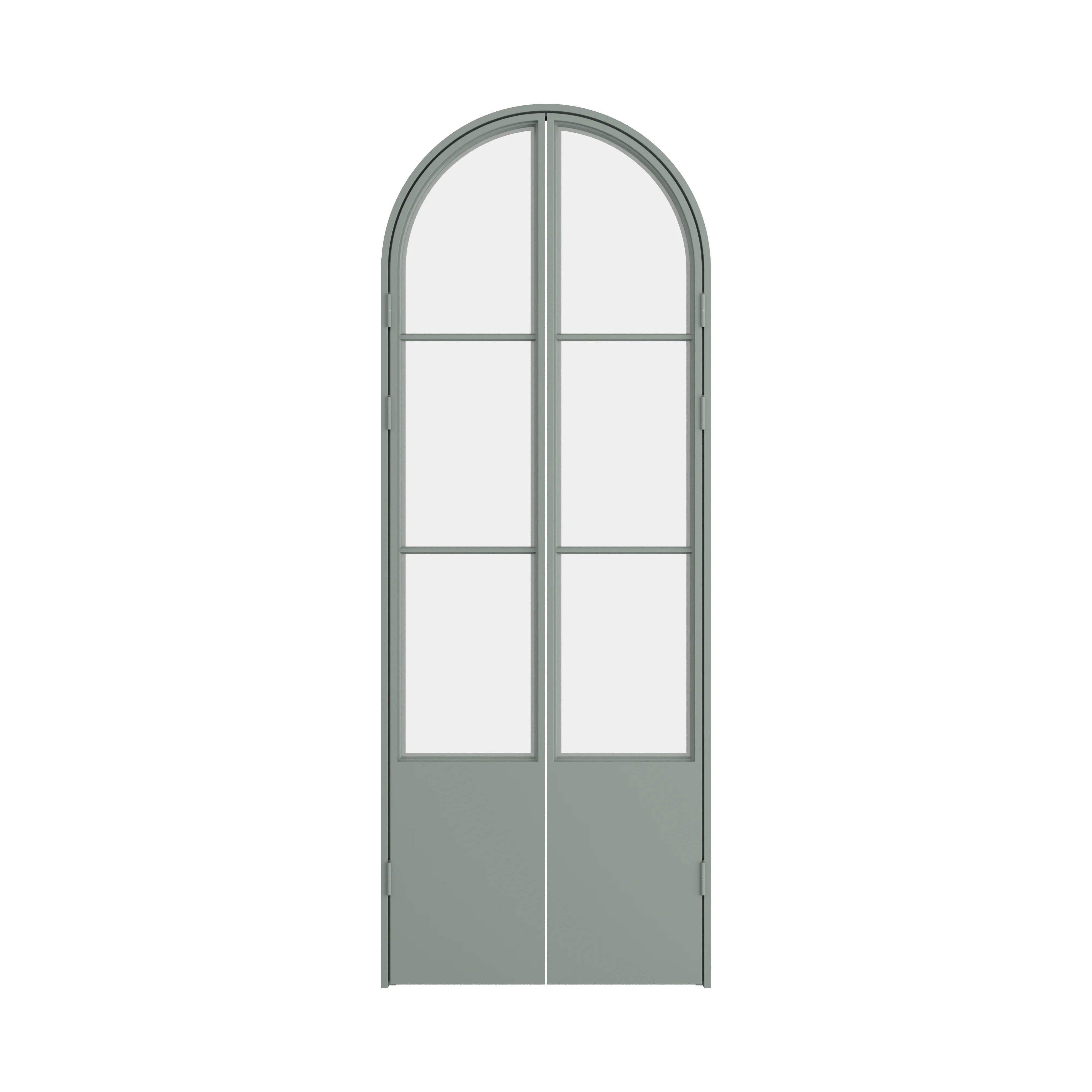Air Pantry double full arch steel pantry doors with kickplate in Montecito Mint finish