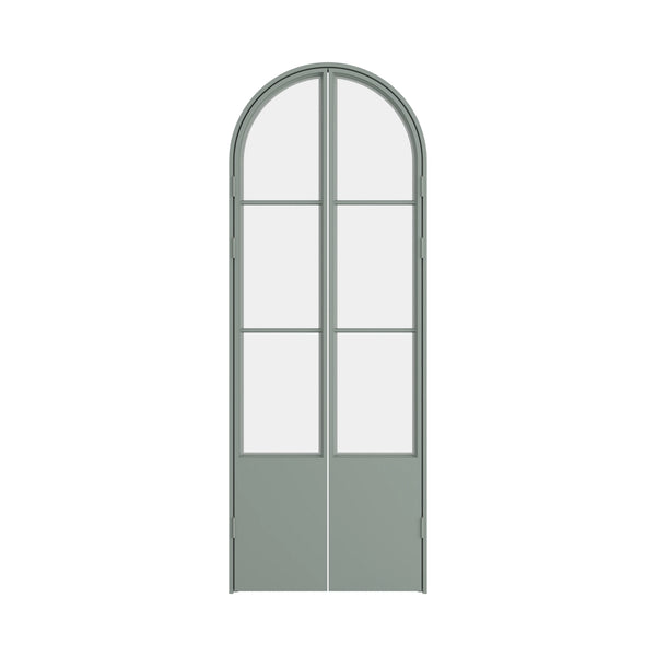 Air Pantry double full arch steel pantry doors with kickplate in Montecito Mint finish