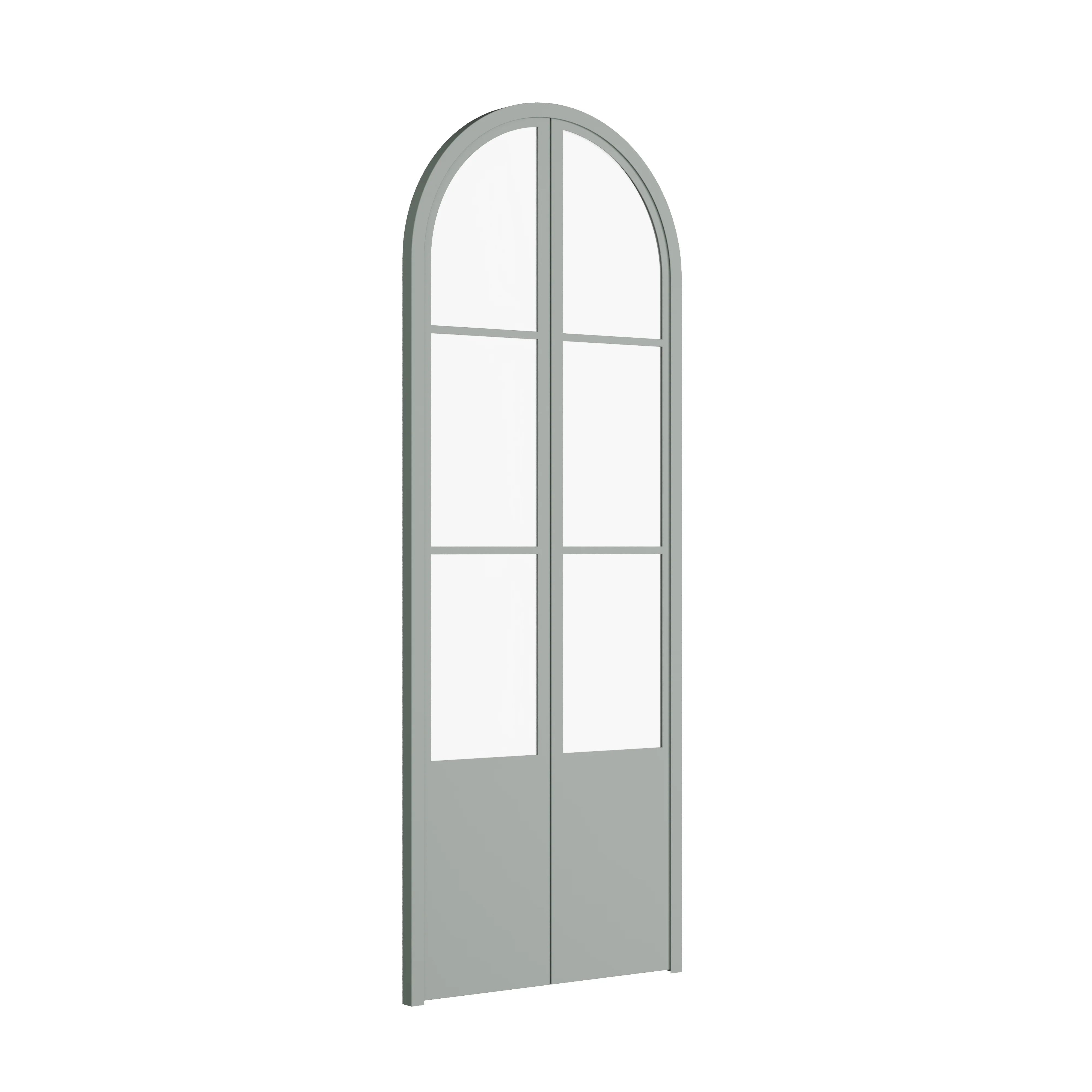 Air Pantry double full arch glass pantry doors with kickplate in Montecito Mint