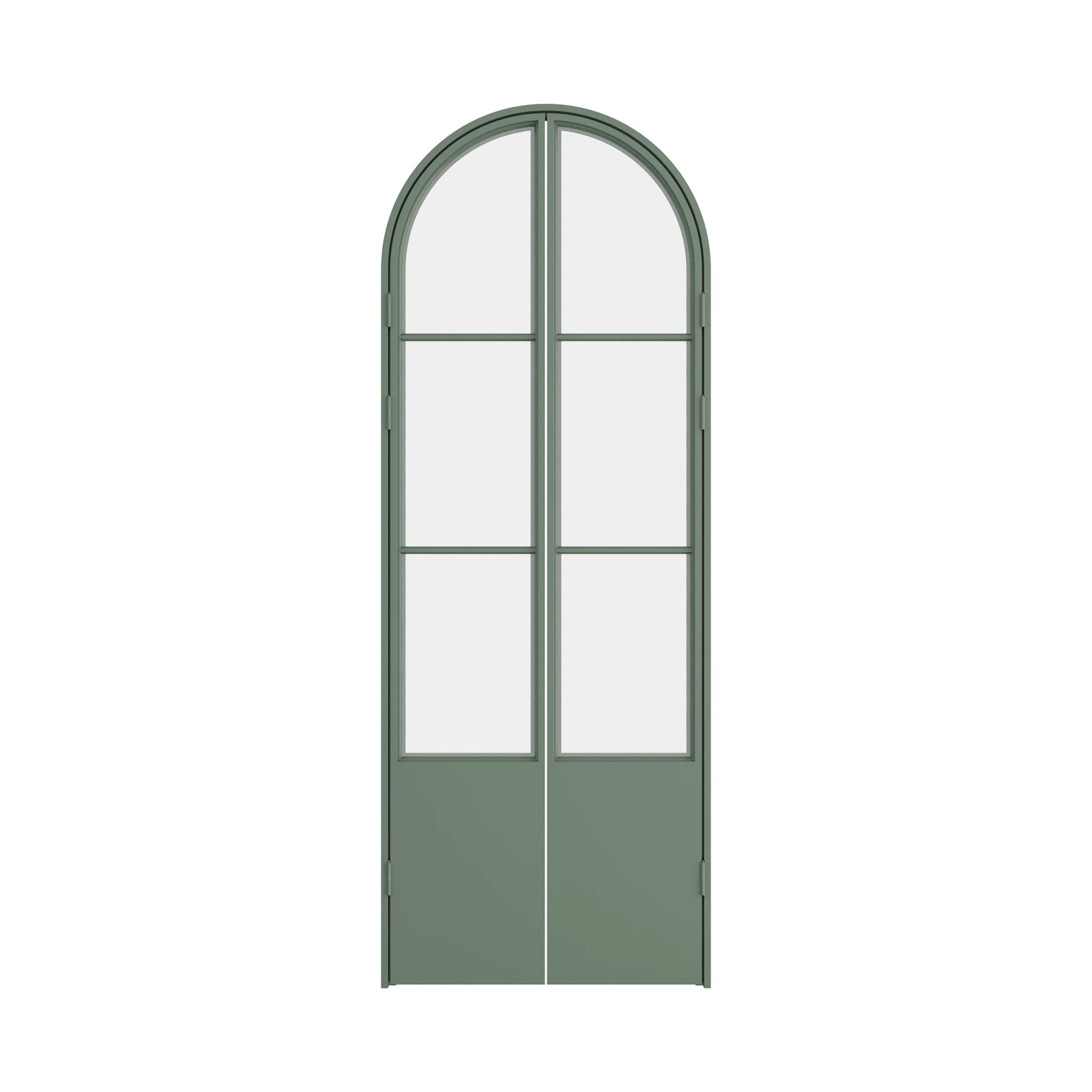 Air Pantry double full arch steel pantry doors with kickplate in Angeles Green finish