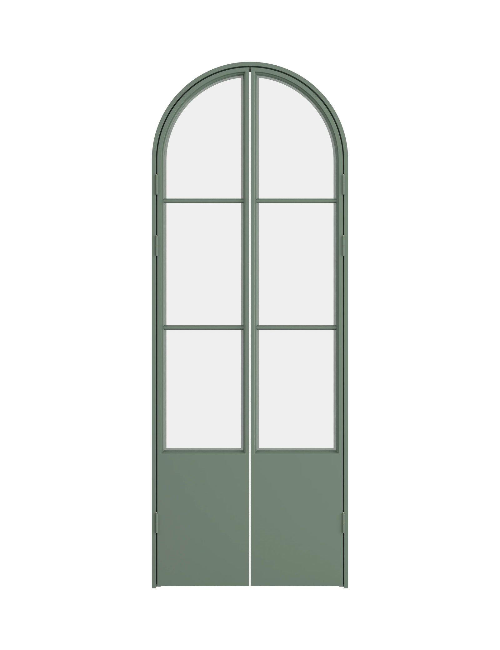 Air Pantry double full arch steel pantry doors with kickplate in Angeles Green finish