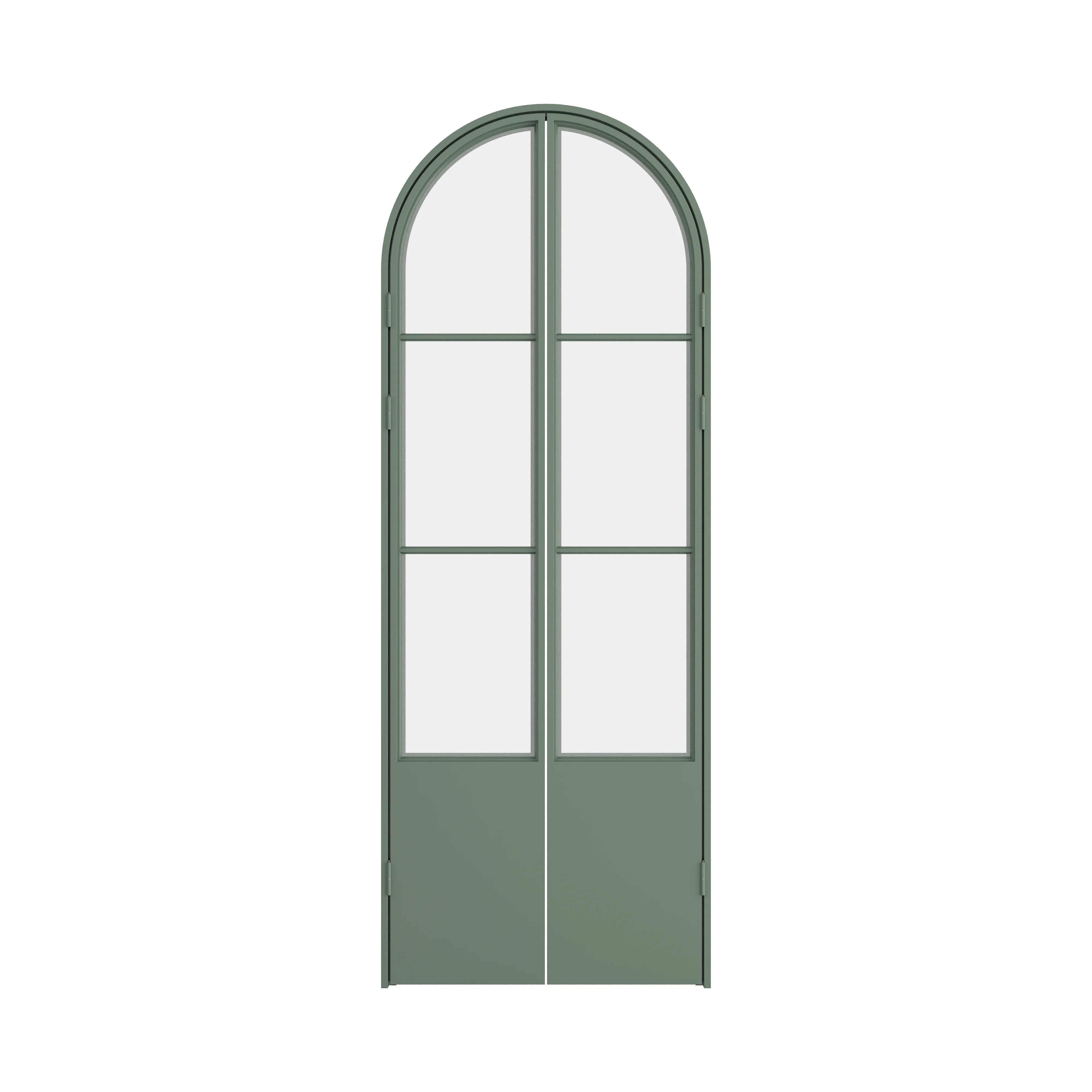 Air Pantry double full arch steel pantry doors with kickplate in Angeles Green finish