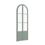 Air Pantry double full arch steel and glass pantry doors with kickplate in Angeles Green