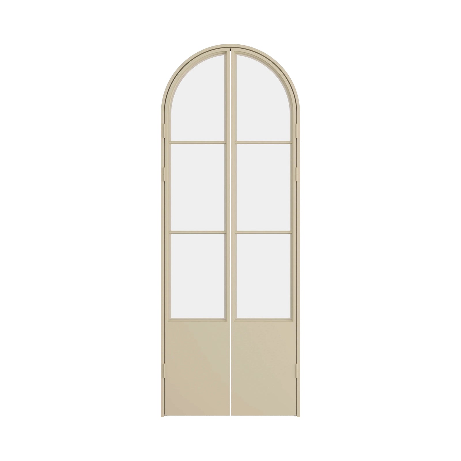 Double Full Arch Steel Pantry door in casual khaki with kickplate
