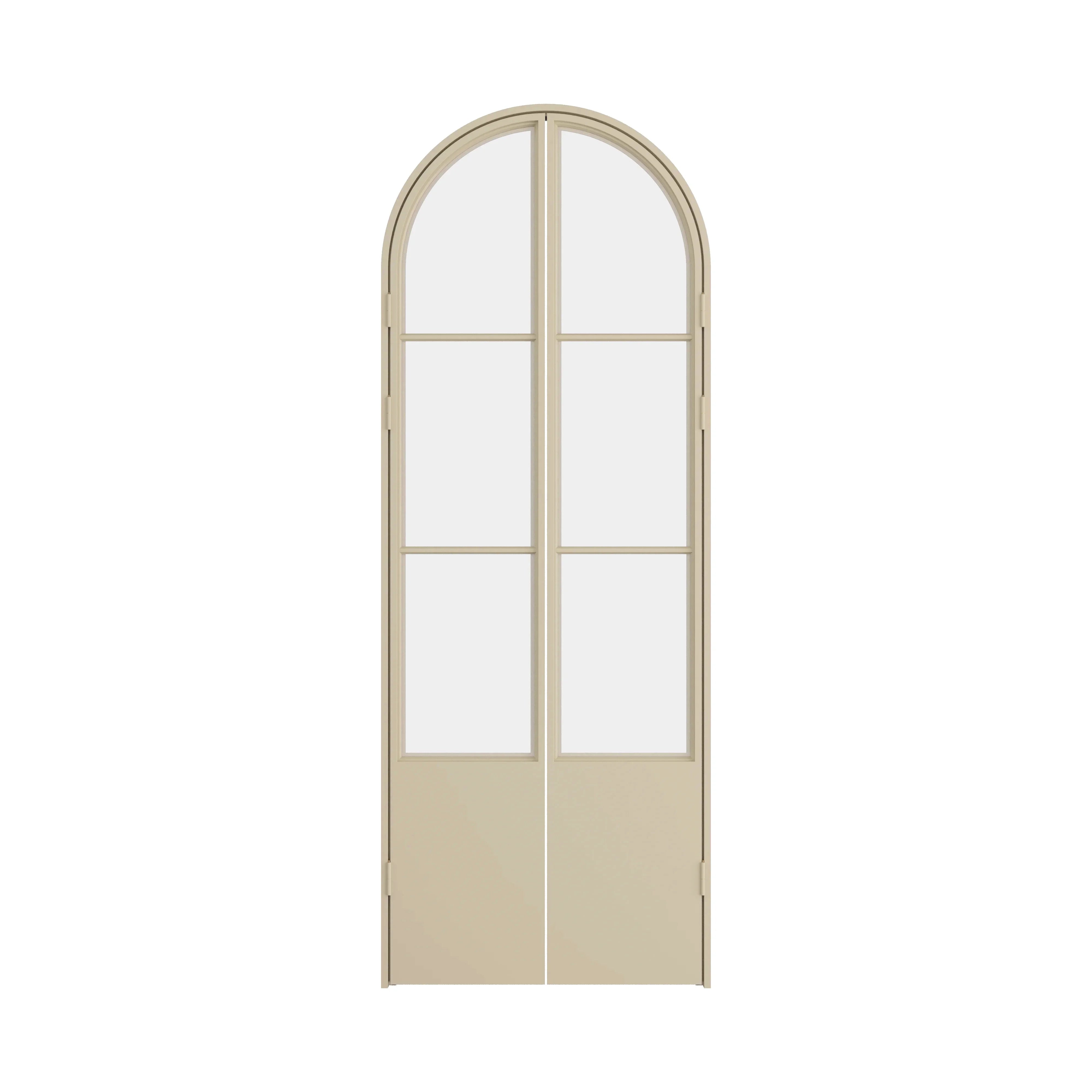 Double Full Arch Steel Pantry door in casual khaki with kickplate