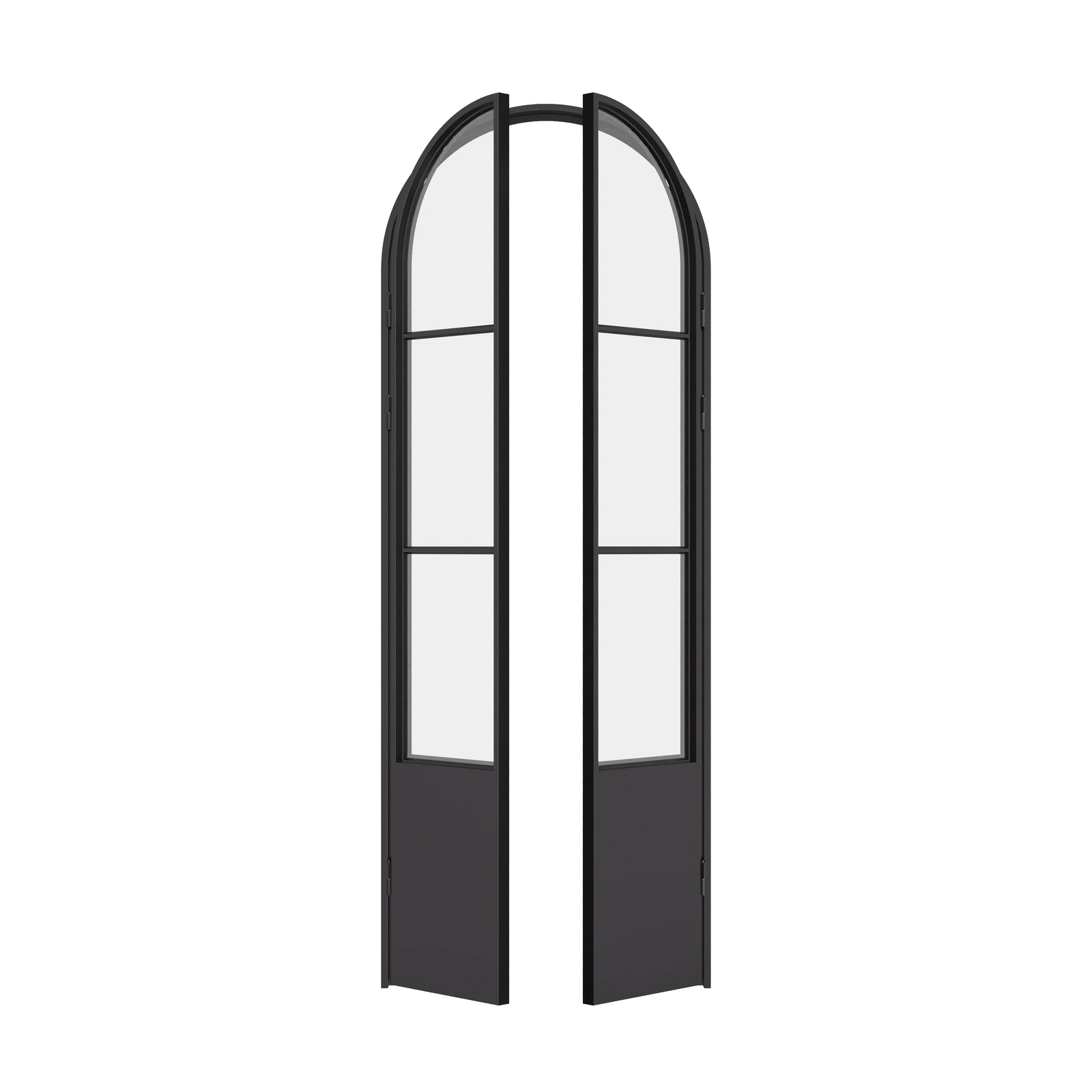 Air Pantry double full arch architectural steel pantry doors with kickplate